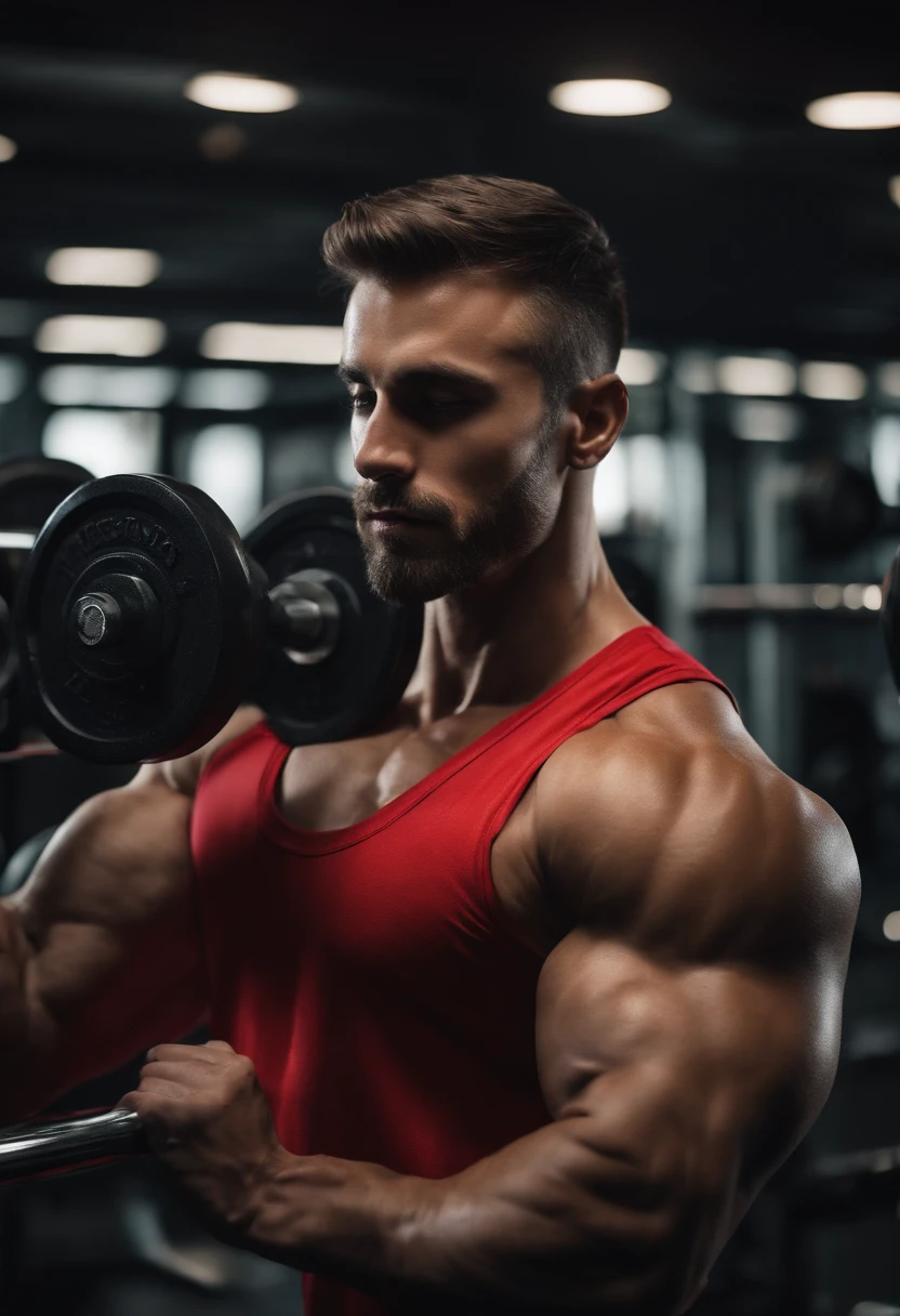 (Best quality,Ultra-detailed,Photorealistic:1.37),Wukong,strong muscular body,Unleash great power,lifting weights,muscular definition,Many bulging veins,Sweat dripping,Training intensity,BODY IN MOTION,High physical requirements,Heavier barbells and dumbbells,Focus and determination,Fitness instructors provide advice,The mirror reflects Goku's progress,Vivid colors,Studio lighting,Weight and strength training,Endurance and endurance training,Dumbbell curls,Squat with a barbell,Bench press exercises,Fitness equipment,Exhaustion and perseverance,Vibrant fitness environment,Inspirational music playing in the background.