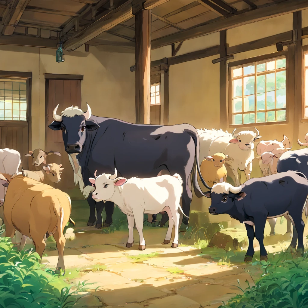 Calves,buffalo,zona rural,jubilation,cowshed