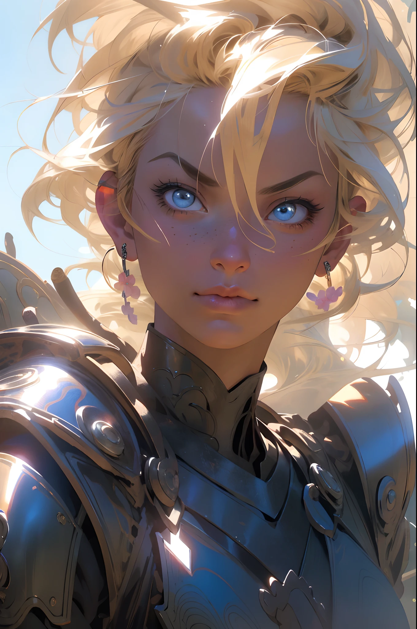 The most beautiful and sexy ninja warrior princess, blonde colored hair, vibrant blue eyes, long detailed eyelashes, huge enormously gigantic tits, cleavage showing, wearing highly detailed samurai ninja battle armor, tons of tattoos and piercings, melancholy lighting, quiet, calm, brightness, masterpiece, best quality, 1man, (JinxLol:1.2), (ultra photorealistic:1.3), (masterpiece:1.4), best quality, ((realistic)), high quality, ultra detailed, ((real image)), ((realistic skin)), ((realistic face)),(illustration:1.05), (beautiful:1.05), (beautiful detailed eyes:1.05), (cinematic light:1.1), light blue highlights, full body, cherry blossoms blowing in the wind, post apocalyptic feudal Japan background
