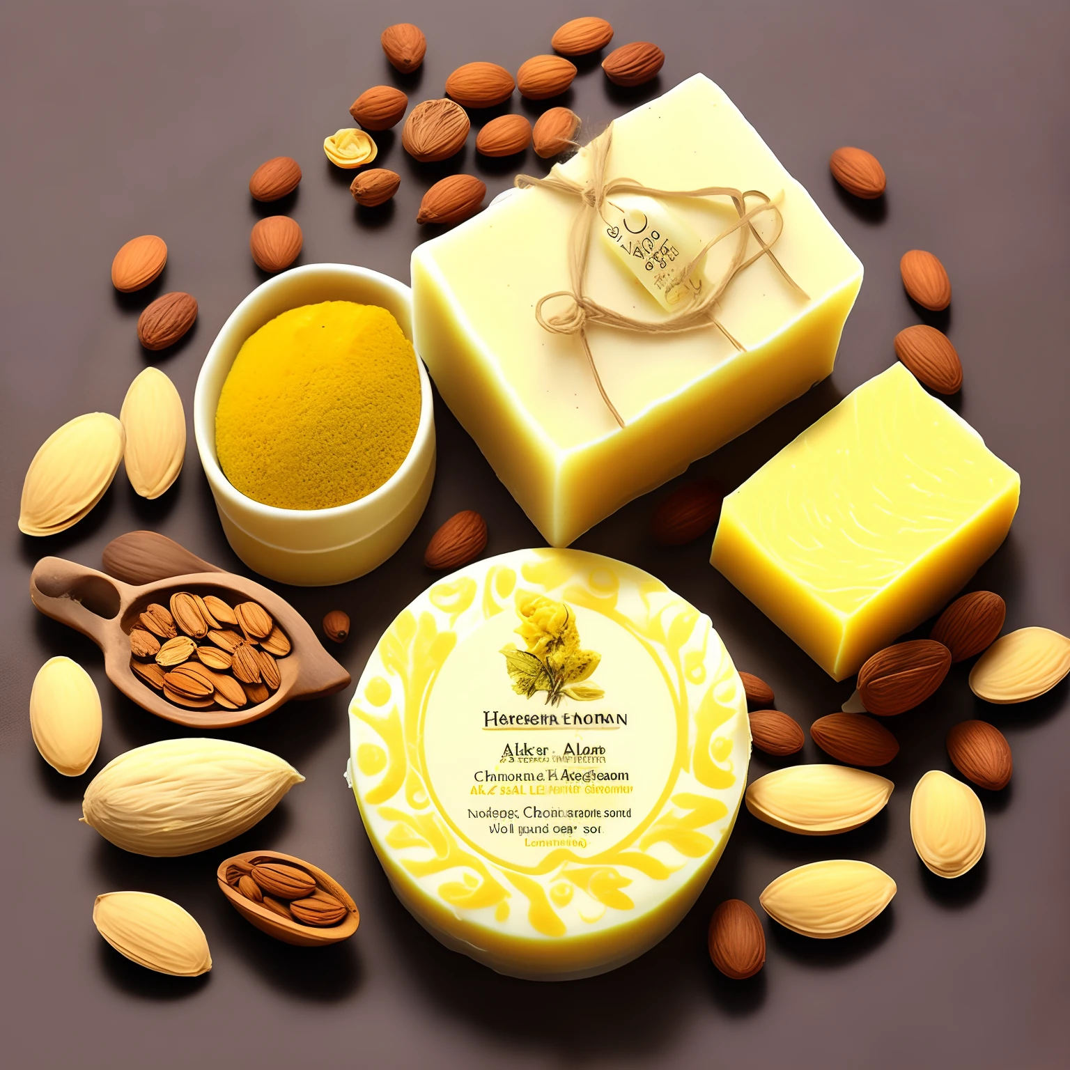 Create a selling poster where written HERBAL SOAP
*Take soap
*Haldi chandan soap aloe Vera soap
*Lemon soap
*Potato soap
*rose petals soap
*coffee caffeine soap
*almond honey soap
*saffron soap