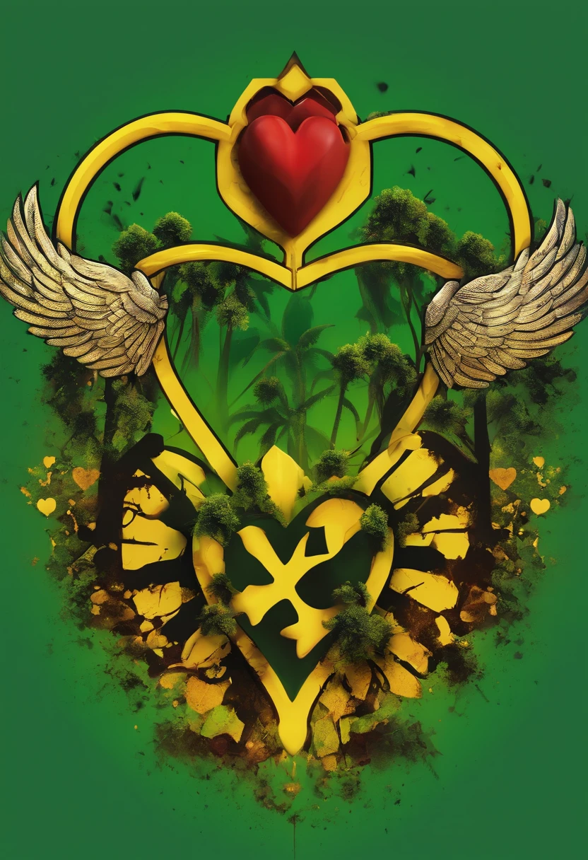 Toxic waste symbol with broken heart inside simple