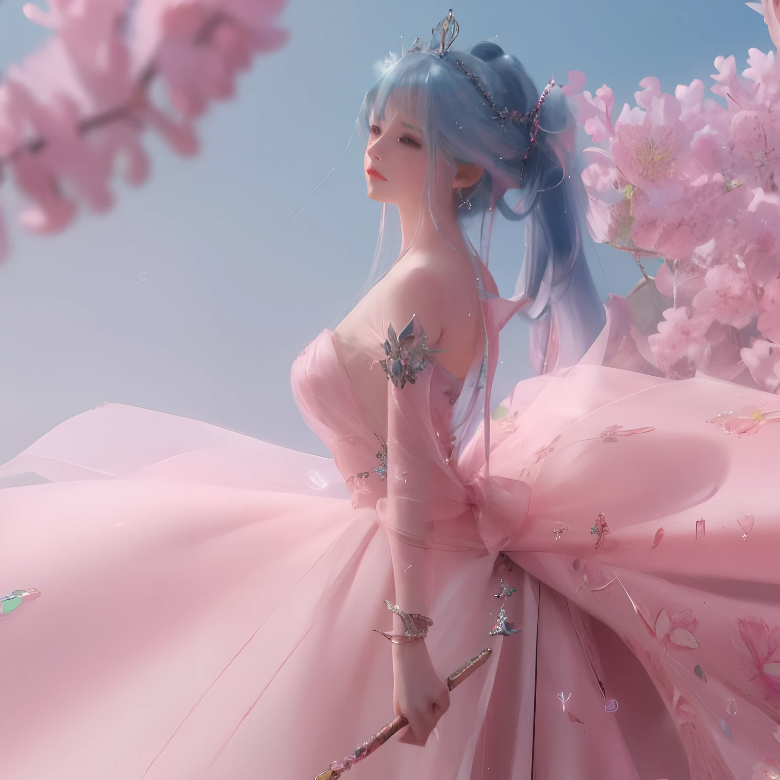 Close-up of a woman in a pink dress holding a magic wand, anime styled 3d, 🌺 CGSesociety, 8K high-quality detailed art, 3 D rendering character art 8 K, Anime style. 8K, Fantasy art style, beautiful fantasy anime, beautiful fantasy art, 3 d anime realistic, a beautiful fantasy empress, Very Beautiful Digital Art, 3d anime girl