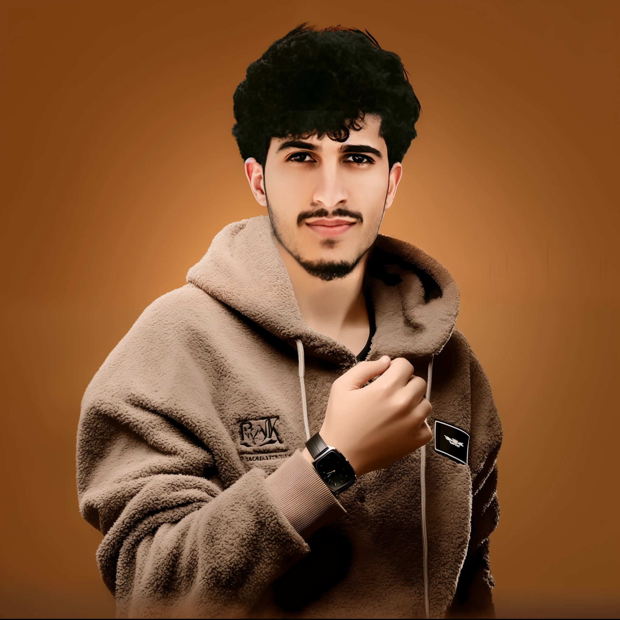 Rav man wearing a brown jacket with a black watch, Portite Profile Picture, High quality image, realistic photo, Art style realism, Made of Photoshop, Ultra-realistic image, Aykot Aydogdo, Edited in Photoshop, A realistic person, Photoshop, mohamed chahin style, ultra realistic picture, enes dirig, Inspired by Fathi Hassan