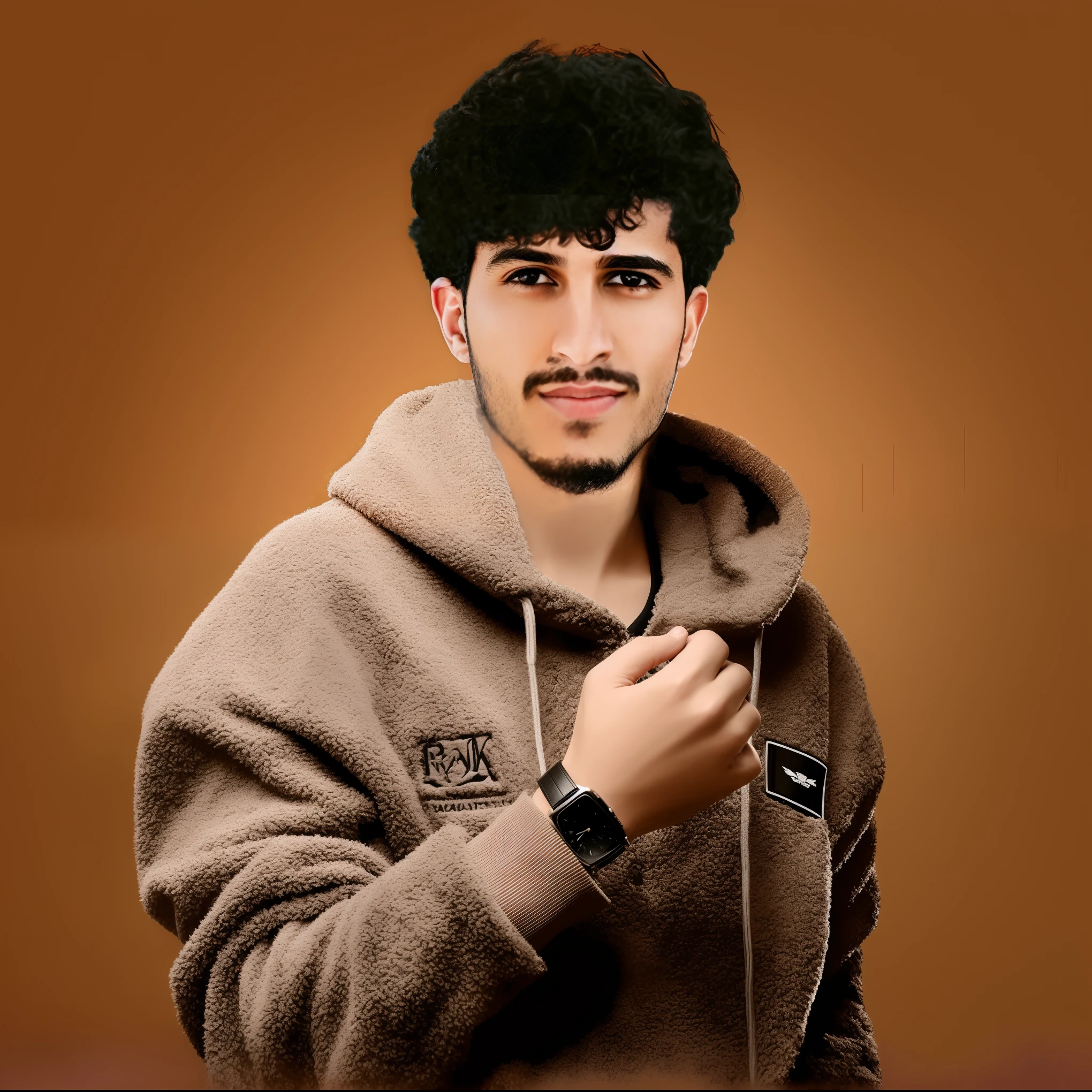 Rav man wearing a brown jacket with a black watch, Portite Profile Picture, High quality image, realistic photo, Art style realism, Made of Photoshop, Ultra-realistic image, Aykot Aydogdo, Edited in Photoshop, A realistic person, Photoshop, mohamed chahin style, ultra realistic picture, enes dirig, Inspired by Fathi Hassan