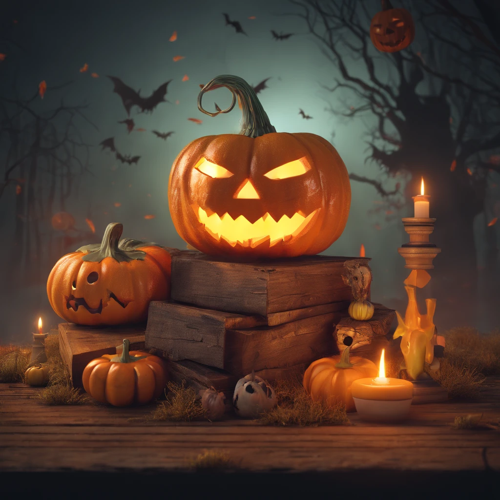 Halloween post that has Halloween pumpkin and a zombie hand holding pictures