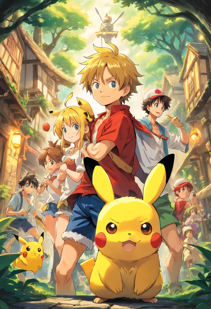 Meliodas, luffy, ash, hyoga, bard, Pikachu