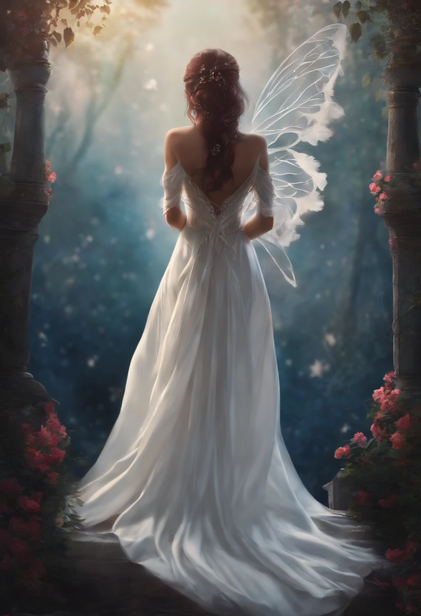 girl, fairy tail, White silk, Sorrow, back hand