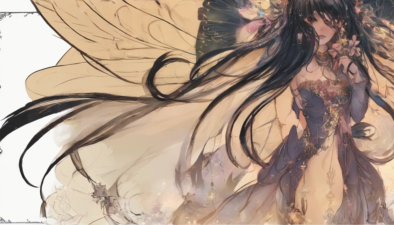 (A beautiful goddess with long black hair),(Beautiful and kind),(Continuous action),(Storyboard)