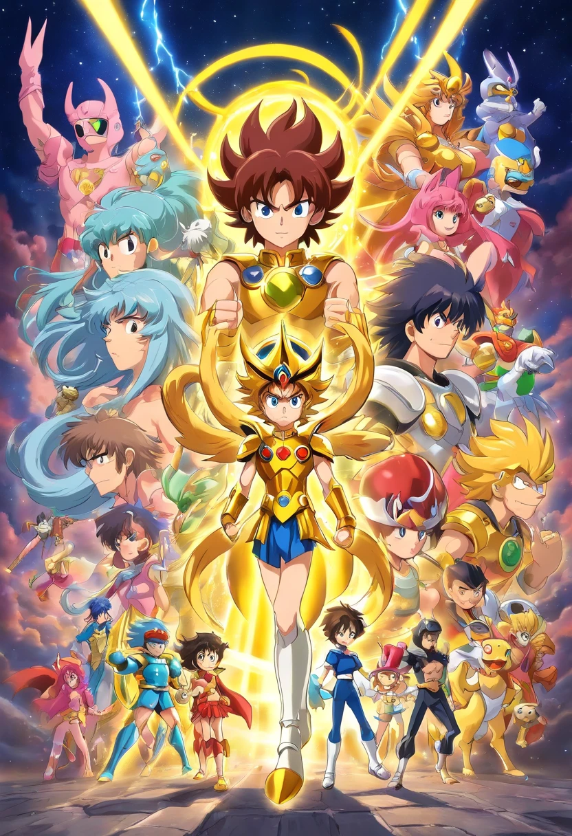 Saint seiya, the simpsons, one piece, seven deadly sins, Justice League and pokemon