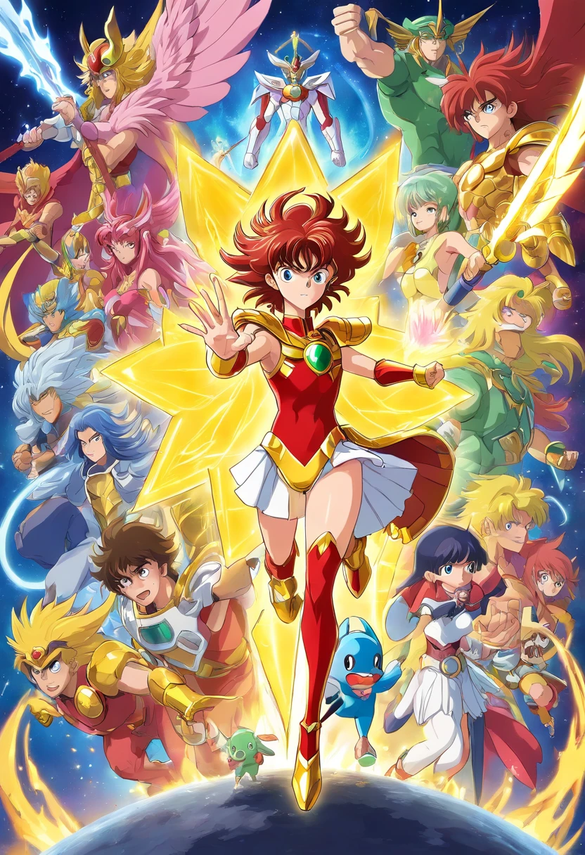 Saint seiya, the simpsons, one piece, seven deadly sins, Justice League and pokemon