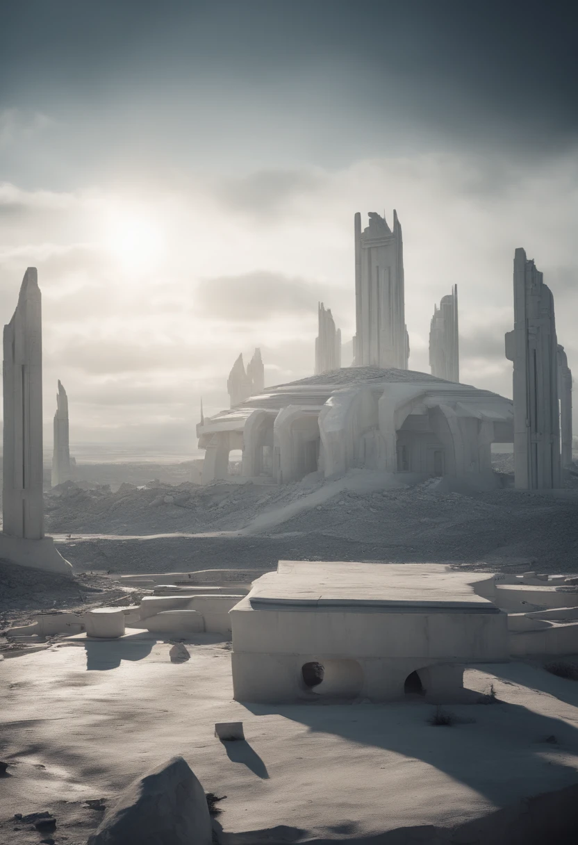 The ruins of a white city in science fiction