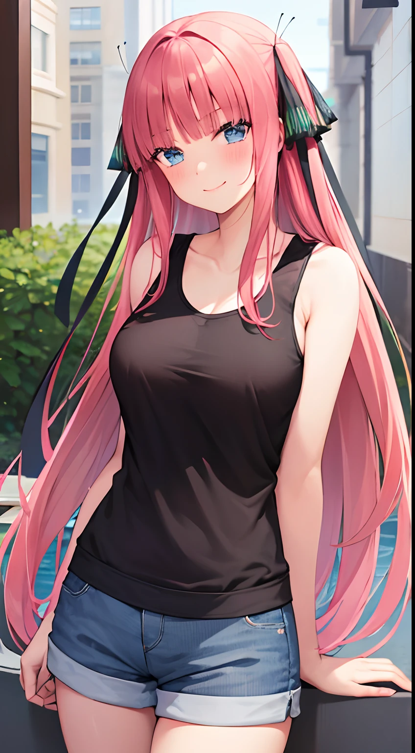 Pink Hair,Long Hair,Single Side Lock Hairpin Brush Modern Cinema Lighting,Ray Tracing,Drop Shadow Wide Shot UHD,Textured skin,Attention to detail,Top quality 4k
