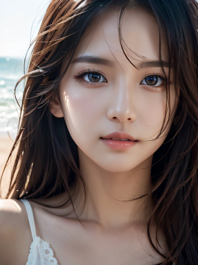 With the alleys of Kyoto in the background、18-year-old girl、independent、look forward to、Light eye makeup、Brown Hair Color、flat 、Hair blowing in the wind、Quality of actress、Shiny, Ultra-realistic face、smileの表情、Watery eye、look up、Pleasant lighting effects、 Ultra-Realistic Capture、Very detailed、High resolution 16K human skin closeup。Skin texture must be natural、Must be so detailed that pores are visible、skin is healthy、There must be a unified tone、Use natural light and color、High quality photos taken by modeling agencies&#39;Exclusive photographer、smile
