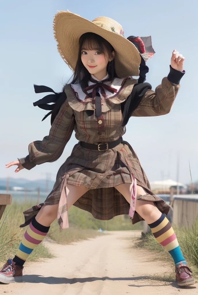 beautiful foot、Idol in colorful mini dress、large full breasts、beautiful foot、Colorful hair、、Good Style、、a miniskirt、knee sox、Hero's Fashion