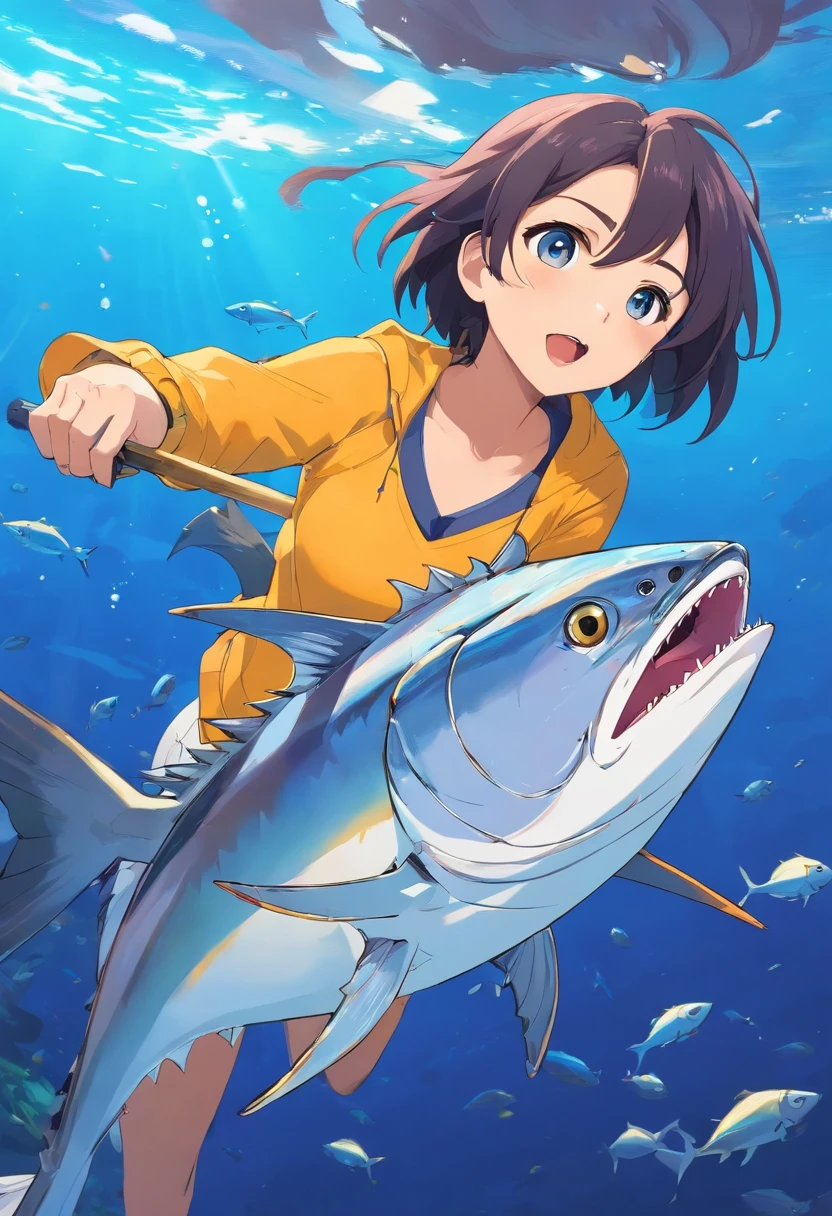 tuna,Live fish,vectorial,white backgrounid,complete,Don't show people。
