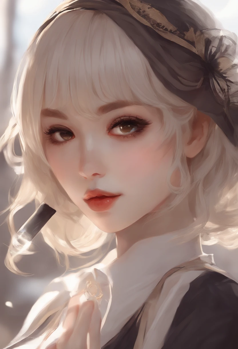 Put a cigarette in your mouth、Anime Girls, clean detailed anime style, detailed anime art, anime vibes, detailed manga style, portrait a woman like reol, anime style illustration, detailed portrait of an anime girl, manga art style, high quality colored sketch, artwork in the style of guweiz, digital anime illustration, Detailed Digital Anime Art