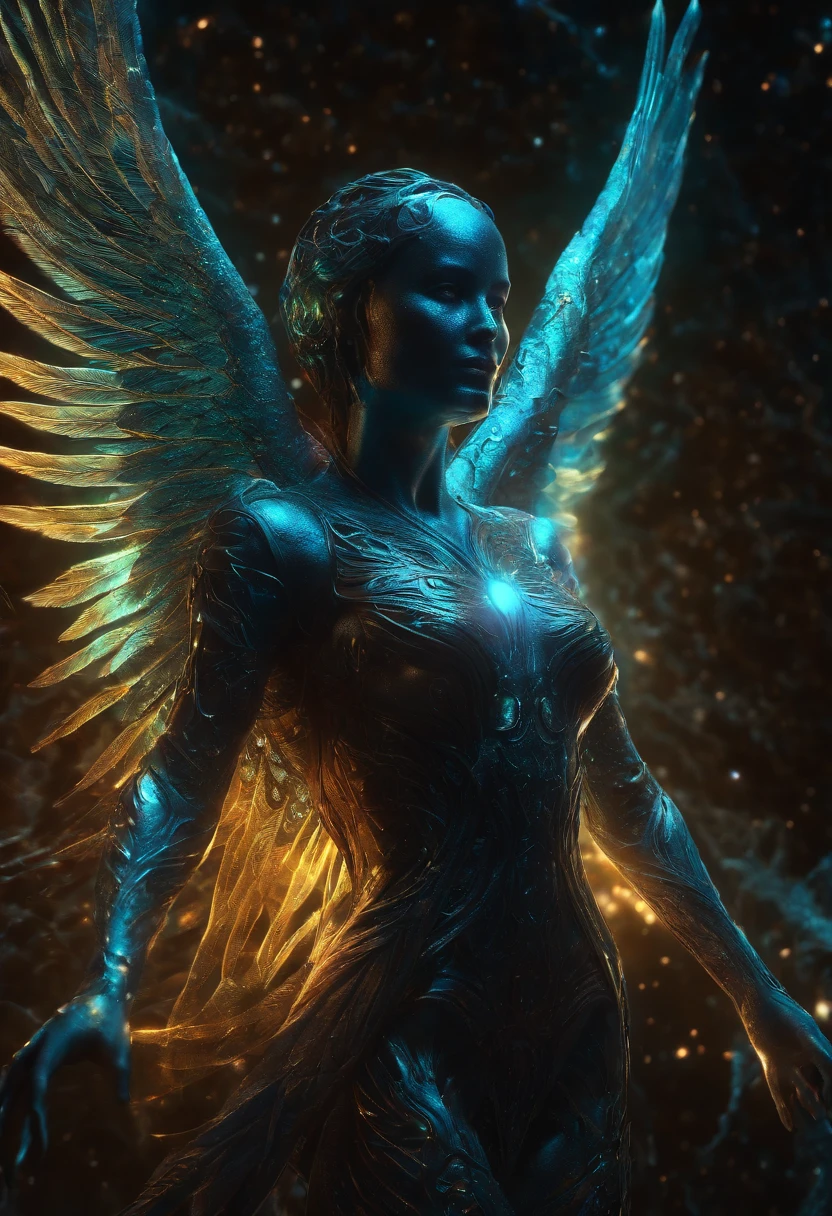Cosmic Fallen Angel, glowing light eyes, Biomechanical, eerie, BEAUTIFUL, nightmarish, Very bright colors, Light particles, with light glowing, Mshiv, wallpaper art, UHD wallpaper Cosmic Fallen Angel, glowing light eyes, Biomechanical, eerie, Creepy, nightmarish, Very bright colors, Light particles, with light glowing, Mshiff, wallpaper art, UHD wallpaper cosmic fallen angel, olhos claros brilhantes, Biomechanicals, estranho, assustador, Pesadelo, cores muito brilhantes, light particles, com luz brilhante, Mshiff, Arte do papel de parede, Papel de parede UHD