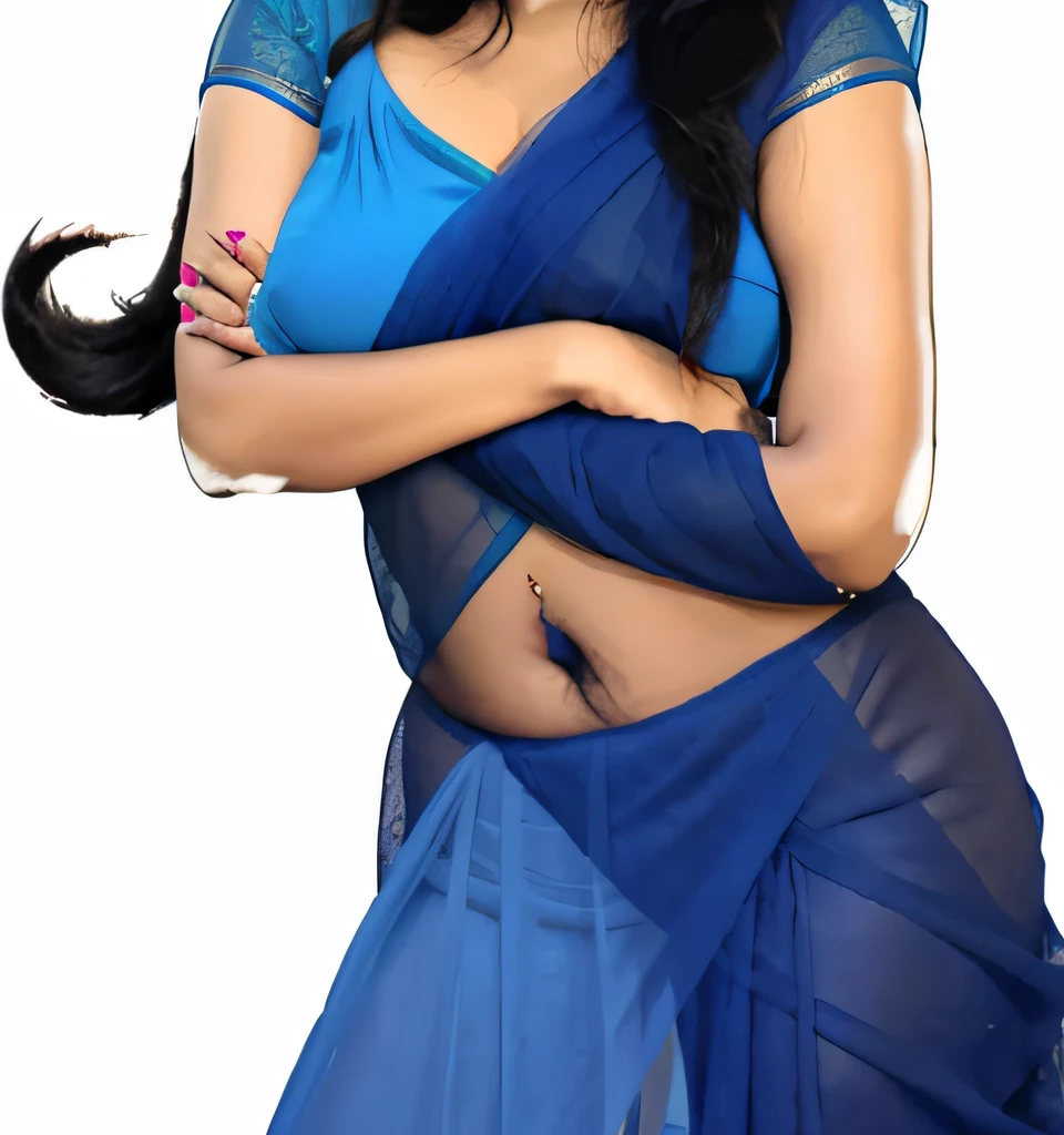 indian women, desi, blue saree, standing