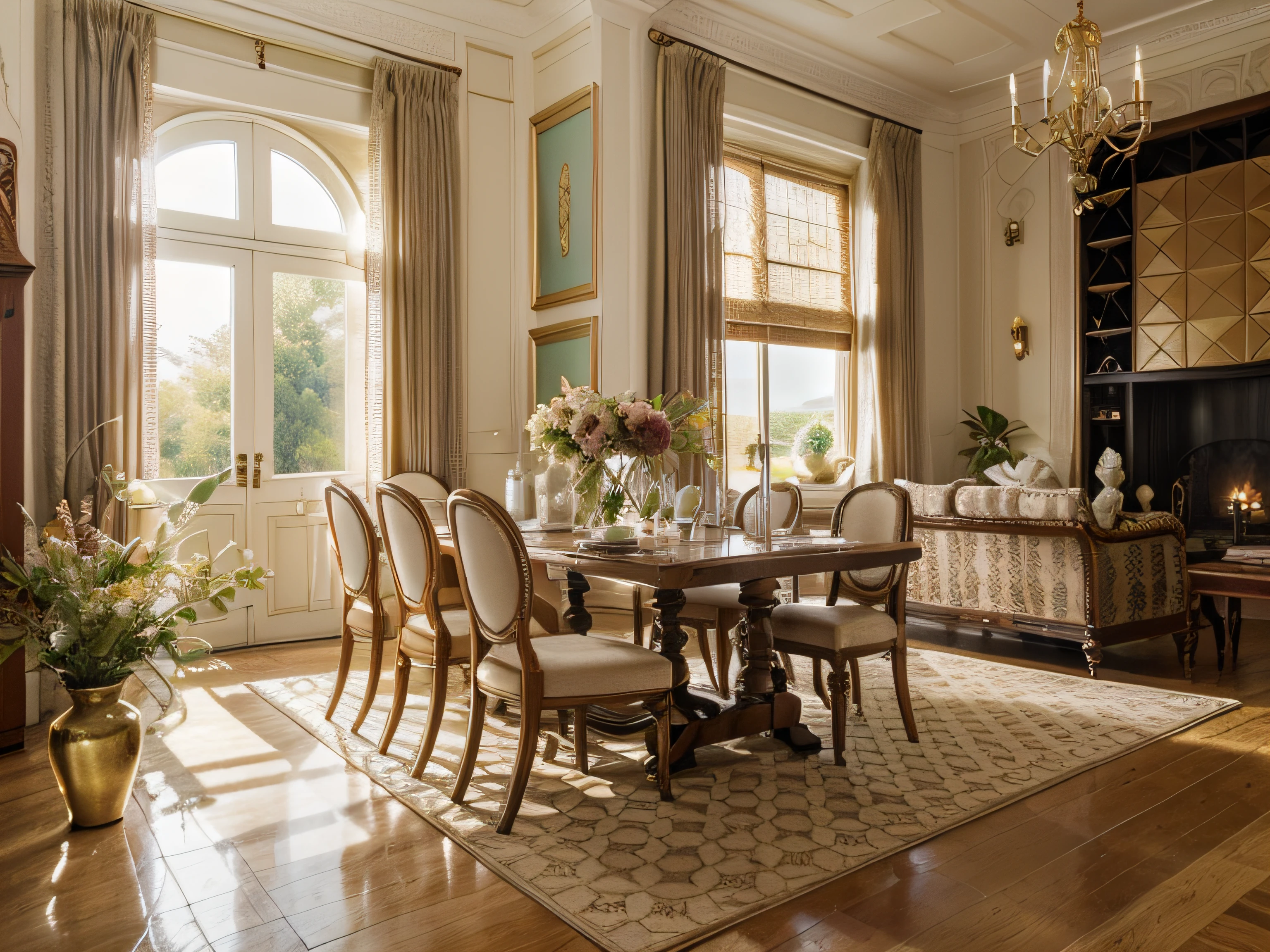 Warm Neutrals: Traditional interiors often start with a base of warm neutral colors. Beiges, creams, and soft whites create a welcoming and timeless backdrop for the room. Rich Jewel Tones: One of the key features of traditional design is the use of deep and rich jewel tones. These can include deep reds, emerald greens, sapphire blues, and royal purples. These colors add depth and a sense of opulence to the space. Earthy Hues: Earthy colors like terracotta, mustard yellow, and olive green can be used to complement the rich jewel tones. These hues bring a sense of balance and harmony to the color palette. Classic Pastels: Soft pastel colors like pale pink, baby blue, and mint green are also used in traditional design. These colors add a touch of delicacy and nostalgia to the space. Warm Wood Tones: Traditional interiors often feature furniture and woodwork with warm wood tones. Oak, cherry, and mahogany are commonly used, and these natural hues contribute to the overall warmth of the design. Gilded Accents: Metallic accents in gold or brass are frequently incorporated, adding a touch of luxury and elegance to the decor. These accents can be found in mirrors, frames, lighting fixtures, and furniture hardware. Patterned Fabrics: Traditional interiors make extensive use of patterned fabrics. Floral, paisley, damask, and toile prints are commonly used in upholstery, drapes, and throw pillows. These patterns add visual interest and texture to the space. Oriental Rugs: Traditional interiors often feature Oriental or Persian rugs with intricate patterns and a wide range of colors. These rugs serve as focal points and tie the color scheme together. Antique and Vintage Pieces: Traditional design incorporates antique and vintage furniture and decor items, which often come with their unique and diverse color palettes. These pieces contribute to the eclectic and timeless character of the style. Wallpaper: Wallpaper with intricate patterns and a mix of colors is a common