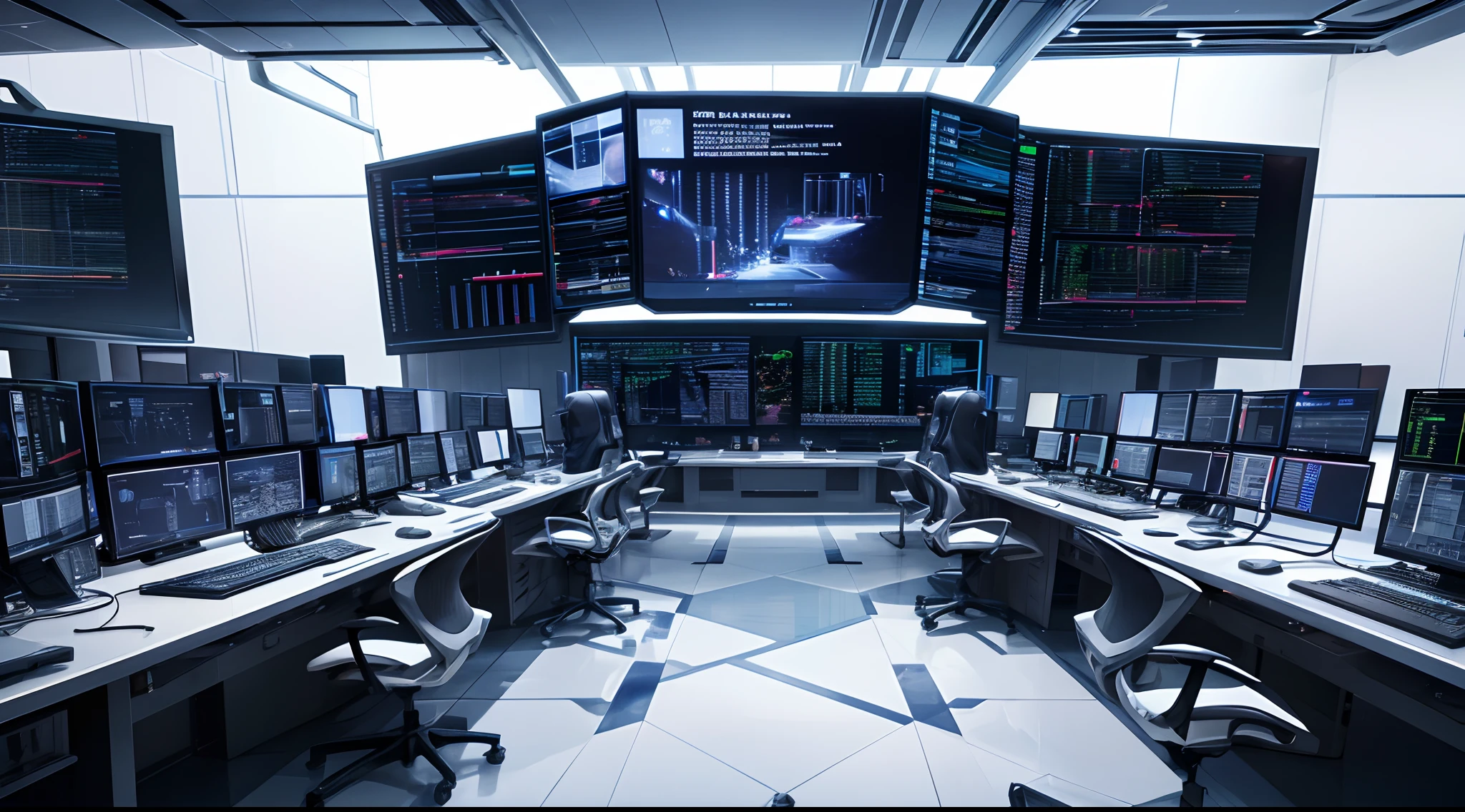 Step into the realm of cutting-edge technology with AIOps, the future of IT operations monitoring. The image portrays a medium full-shot view of a futuristic control room, where advanced artificial intelligence algorithms and machine learning models seamlessly replace manual monitoring tasks. The room is adorned with state-of-the-art monitors displaying real-time data and insights, while a team of IT professionals collaborates with the AI-powered systems to ensure smooth operations. The scene is characterized by a sleek and modern aesthetic, with a perfect balance of technology and human expertise. The mood is dynamic and forward-thinking, highlighting the transformative power of AIOps in revolutionizing IT operations. The style of the image is a realistic photographic representation, capturing the intricate details of the control room and showcasing the seamless integration of AI into the monitoring process., 8K, high definition resolution