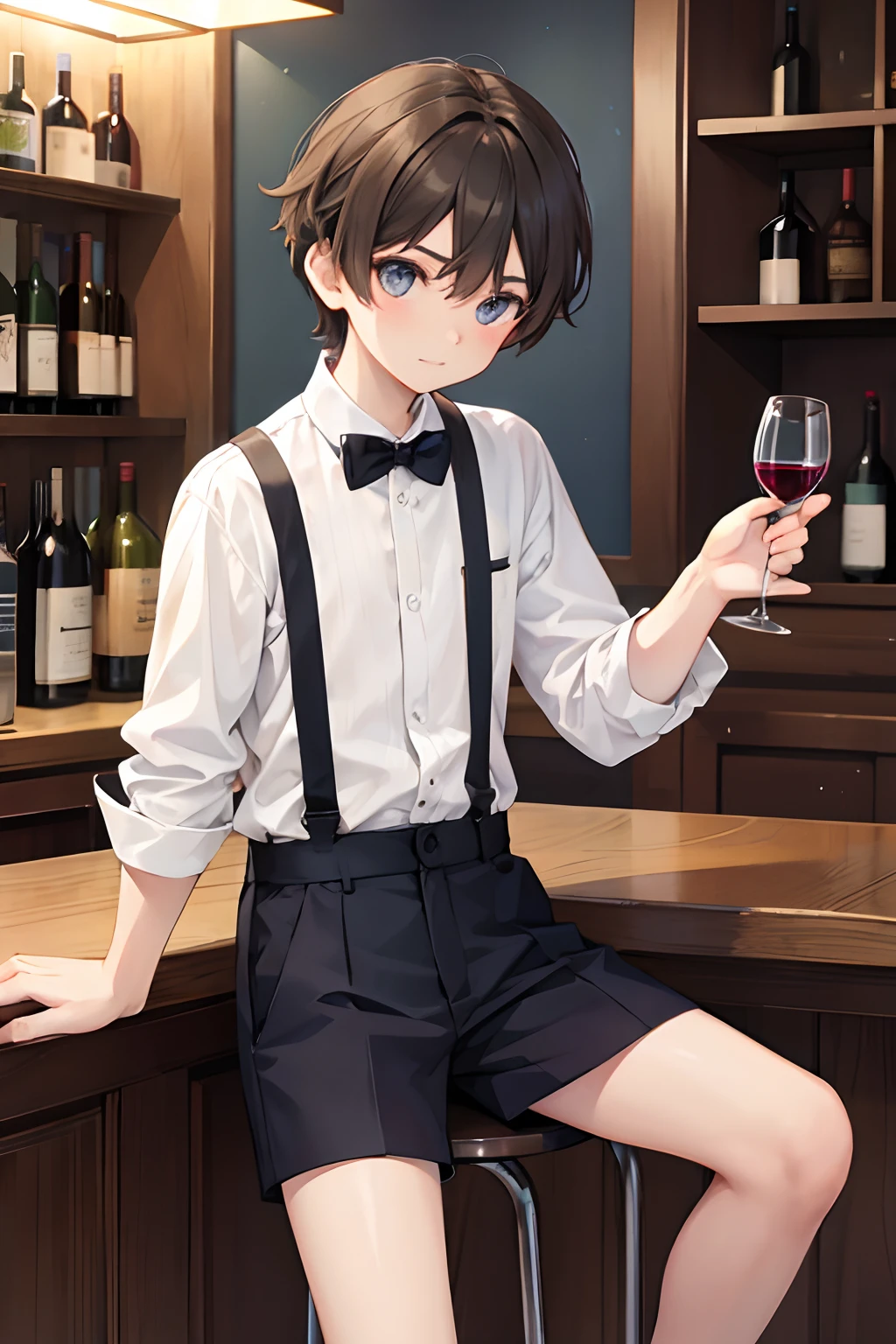 Bar a boy with a wine glass