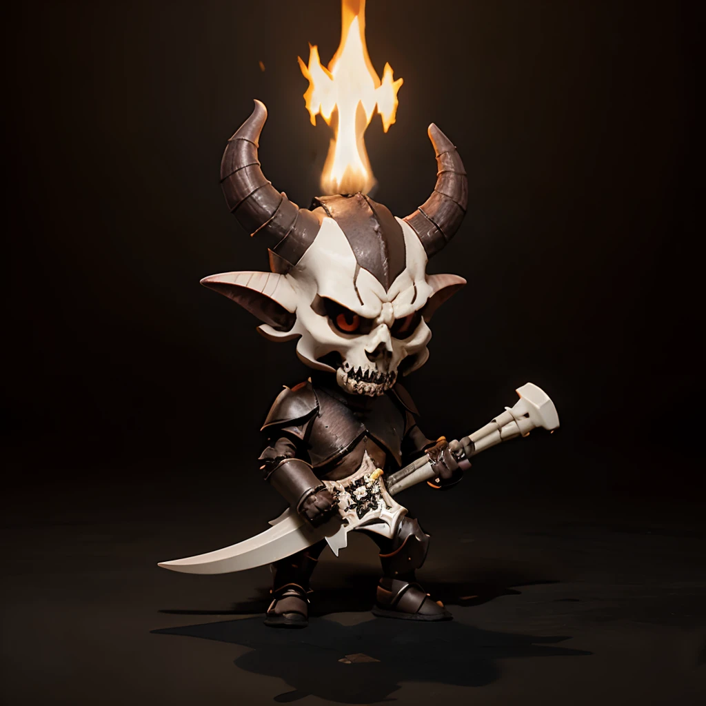 Cartoon image of a cultish demon imp with bone armor
