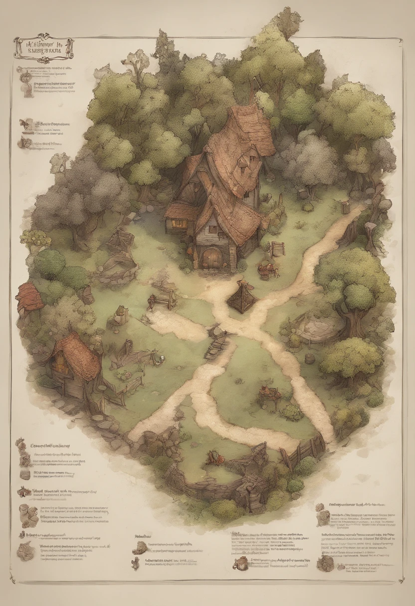 birdseye straight top-down shot from a drone, battlemap of interior of medieval fantasy cottage, (massive dark magical roots sprouting from west:1.2), (black necrotic magic in the air:1.2), wicker furniture, door to north, mezzanine sleeping area, dungeons and dragons, final fantasy, game art, (coherent architecture and interior, with realistic proportions and textures, intricate details, handdrawn, vibrant, cinematic lighting, masterpiece, 8k:1.2)