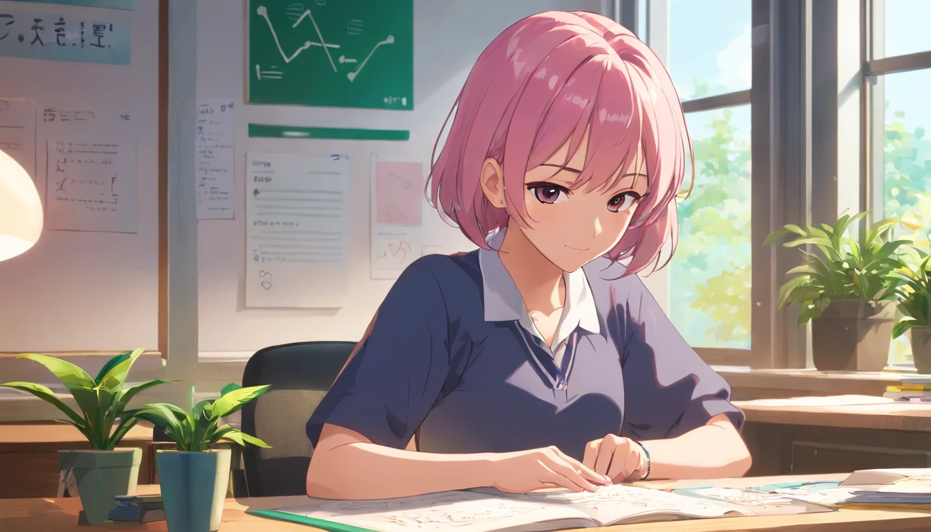 dark skin girl with pink hair, With a pure white shirt, Minimalist department, And the student as the main subject, Prompts can be created as follows:
"(Best Quality,4k,8K,high resolucion,Masterpiece:1.2),Ultra-detailed,(realisitic,Photorealistic,Realistis:1.37),White shirt,Minimalist department,students,Intensive learning environment,Laptop on desk,A neat and tidy space,Bright and clean surroundings,Sunlight coming in through the window,Warm and inviting atmosphere,Modern design,Functional furniture,Minimize distractions,Calm and serene atmosphere,calm color palette,Neutral shade,Simple yet elegant style,Smooth lines and shapes,Mindfulness and purposeful arrangement,Decorative plants for the touch of greenery,It is peaceful and conducive to studying.,Visual harmony,meticulous attention to detail,Set inspiration and motivation,Dedicated workspace,Peaceful Mindset,Productive and efficient workflows,Quiet and serene environment,Deep concentration and concentration,Creative thinking and problem-solving,Positive and conducive learning atmosphere,A harmonious balance of function and aesthetics,Excellent craftsmanship and quality,Clear and tidy space,Suitable for intellectual pursuits,There are no distractions or unnecessary elements.,Clean, crisp shape,Cohesive and visually appealing composition,Harmony between the subject and the surrounding environment,Serene and inviting atmosphere."
Keep the following in mind.:
1. Do not include descriptive content.
2. Comma in tag","divide
3. Tags are sorted from highest importance to lowest importance
4. The tag does not contain quotation marks.""