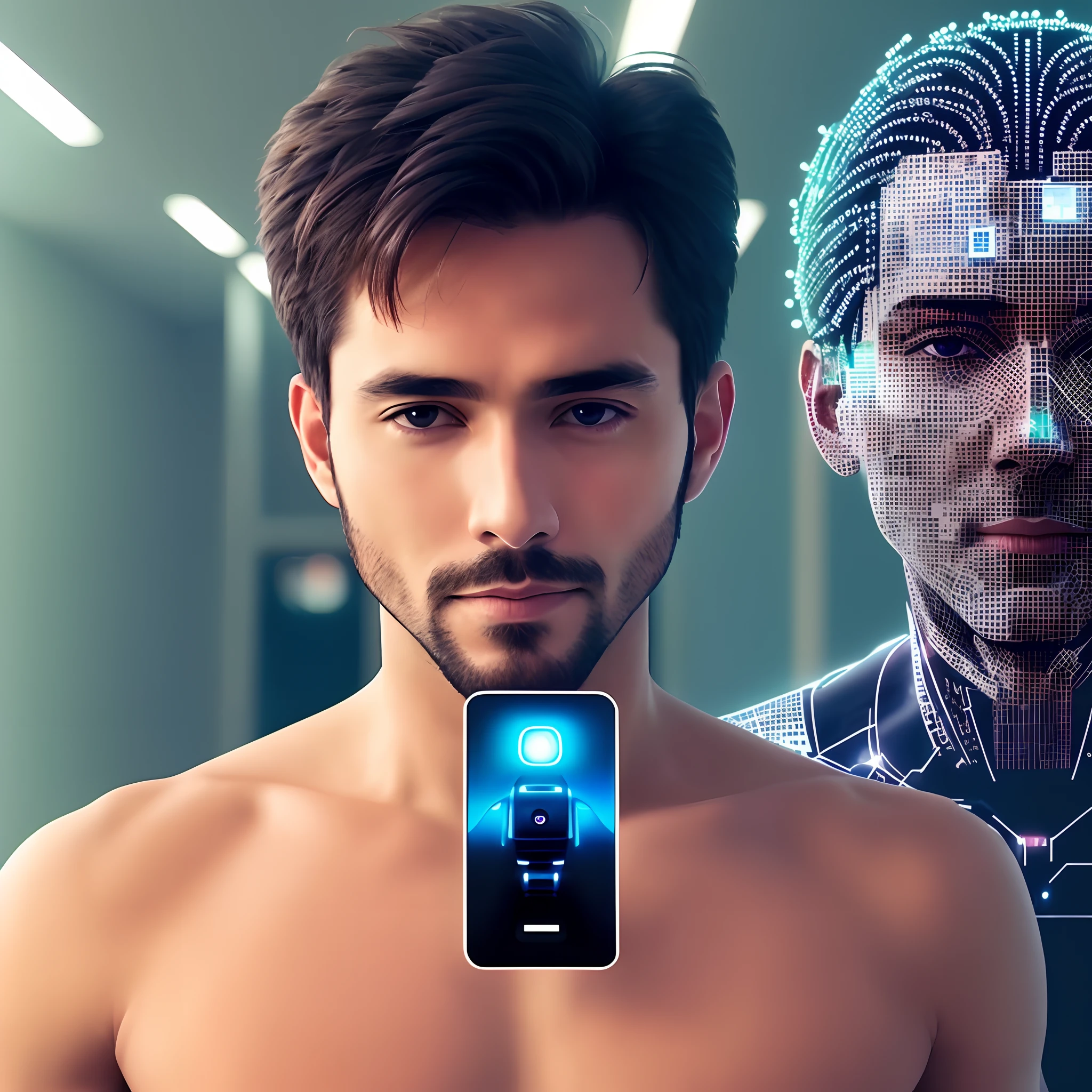 Image of a man with the image of AI