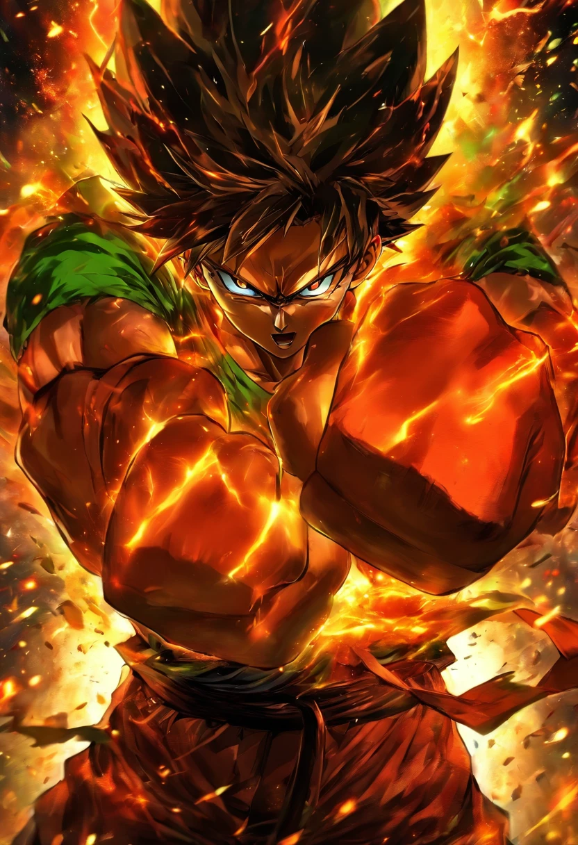 profondeur de champ, Masterpiece, Best quality, 1homme, cheveux bruns, yeux verts, 1homme,cheveux noirs, yeux rouges, face away, Clenched fists, tension, atmosphere