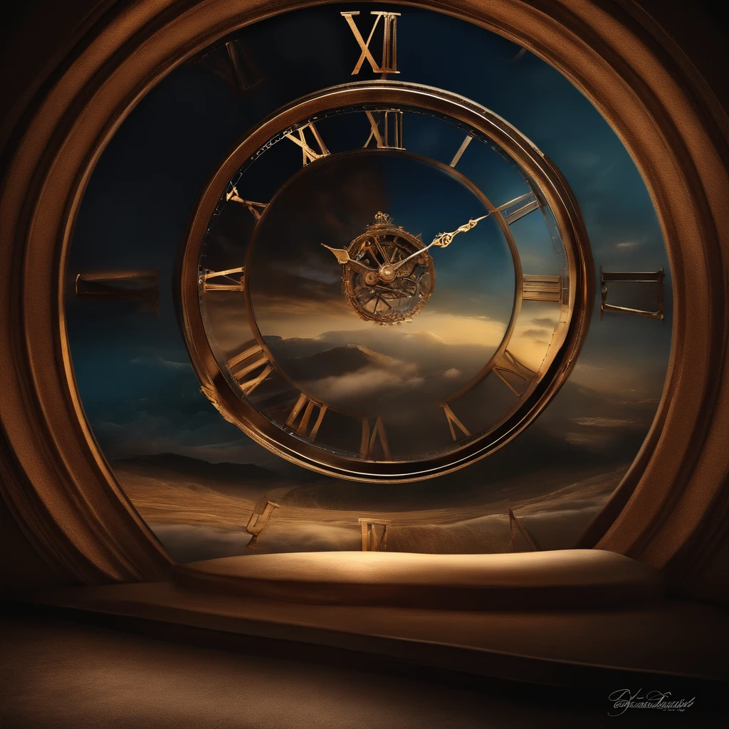 "best quality, masterpiece, ultra-high resolution, (realistic photography:1.4), surrealism, dream-like, fusion, time control, passage of time, desolation, clock"