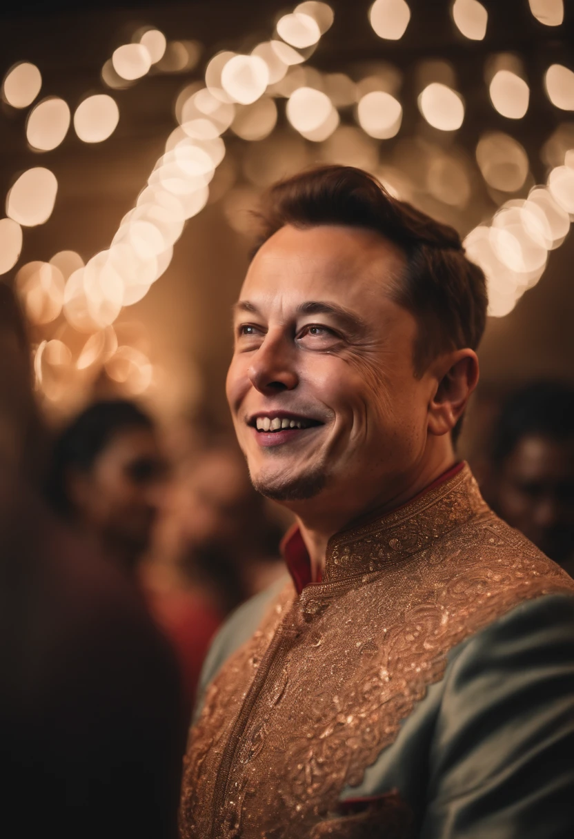 Portrait of elon musk indian wedding celbration