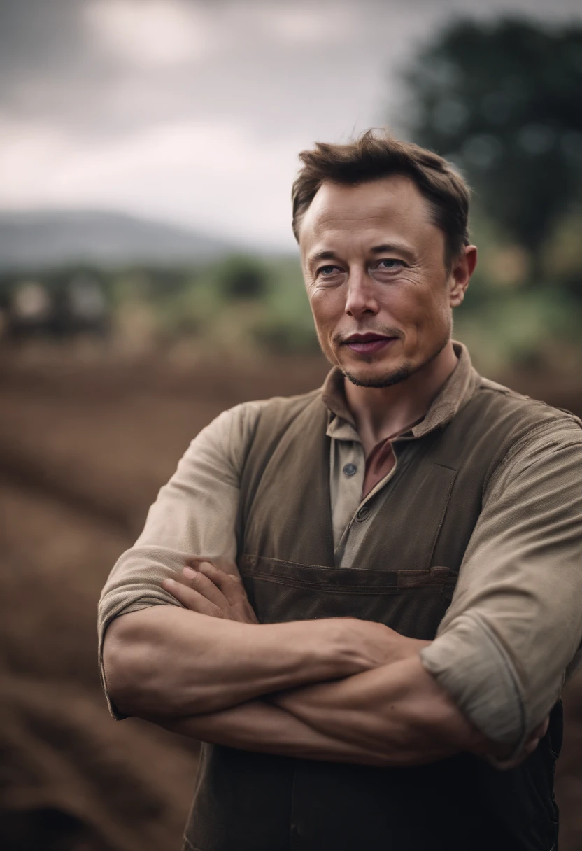 portrait of elon musk ethiopian farmer work