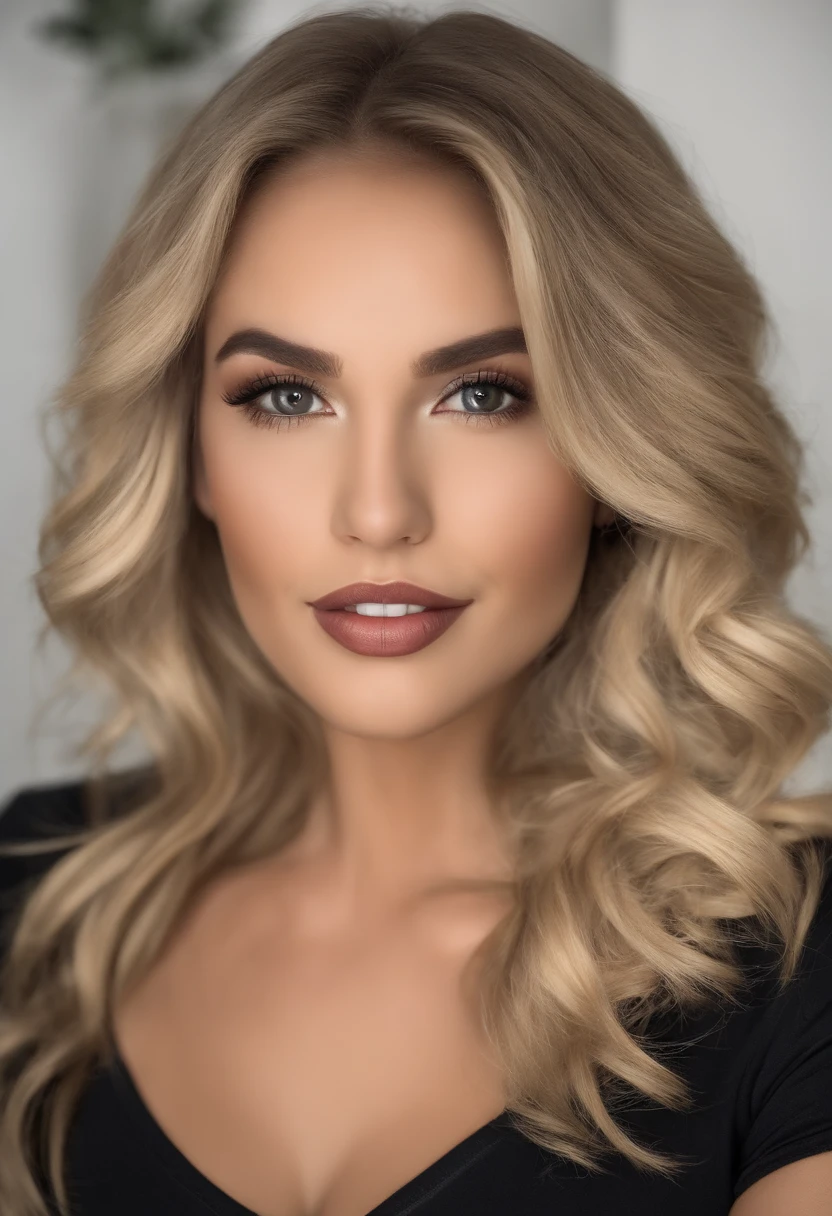 Sexy young girl over 18 with brown eyes, sportlich und sexy, ultra realistisch, Akribisch detailliert, blonde kurze Haare, Selfie einer jungen Frau, in the office, Blick direkt in die Kamera, Gesicht mit Sommersprossen nicht perfekt, dezentes Make-up, Stunning full body shot, medium to large bust size