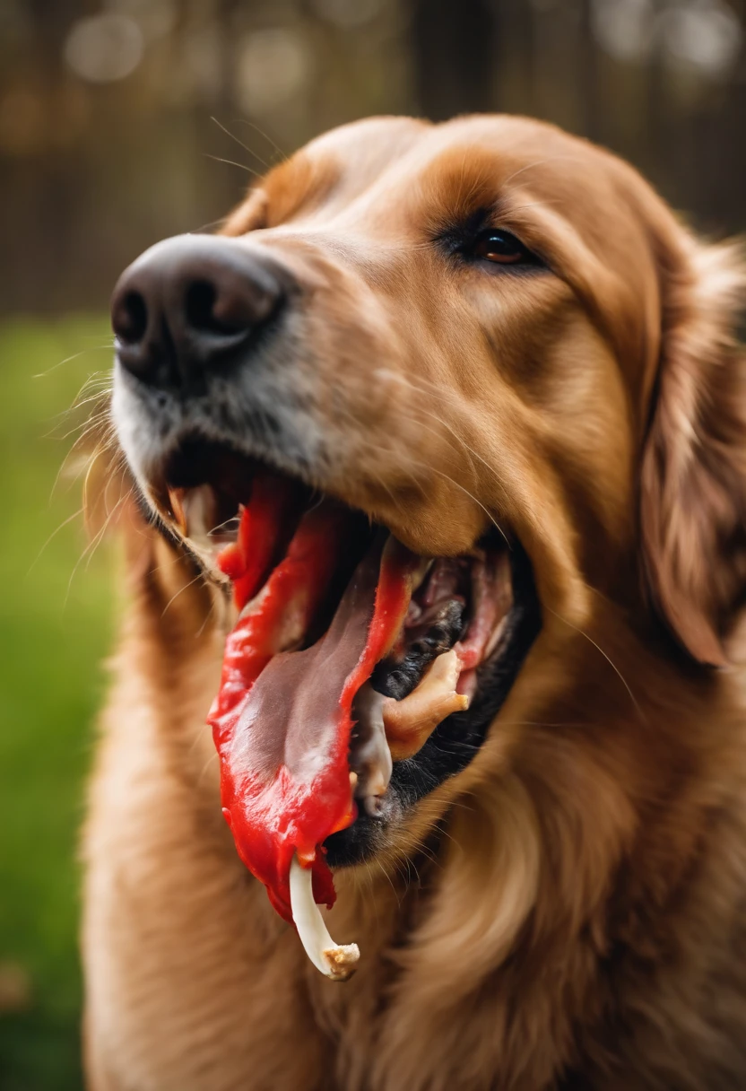 Dog eating bone