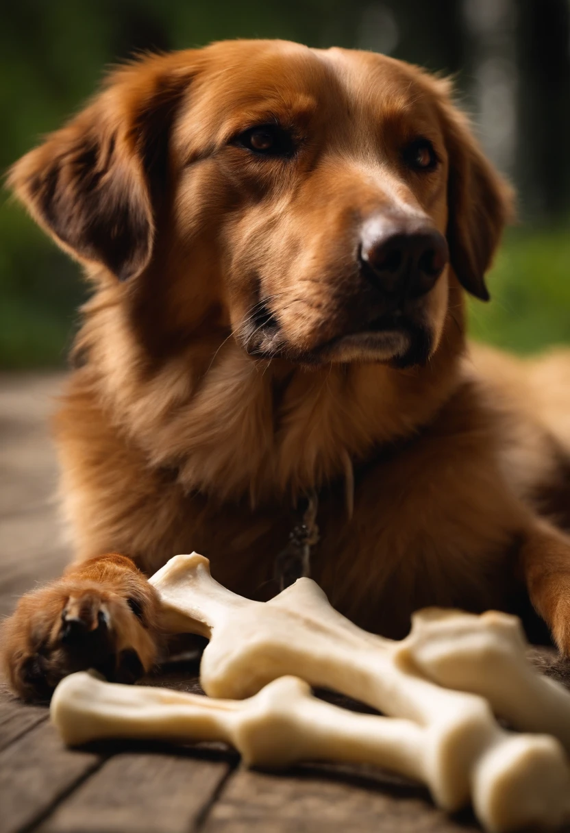 Dog eating bone