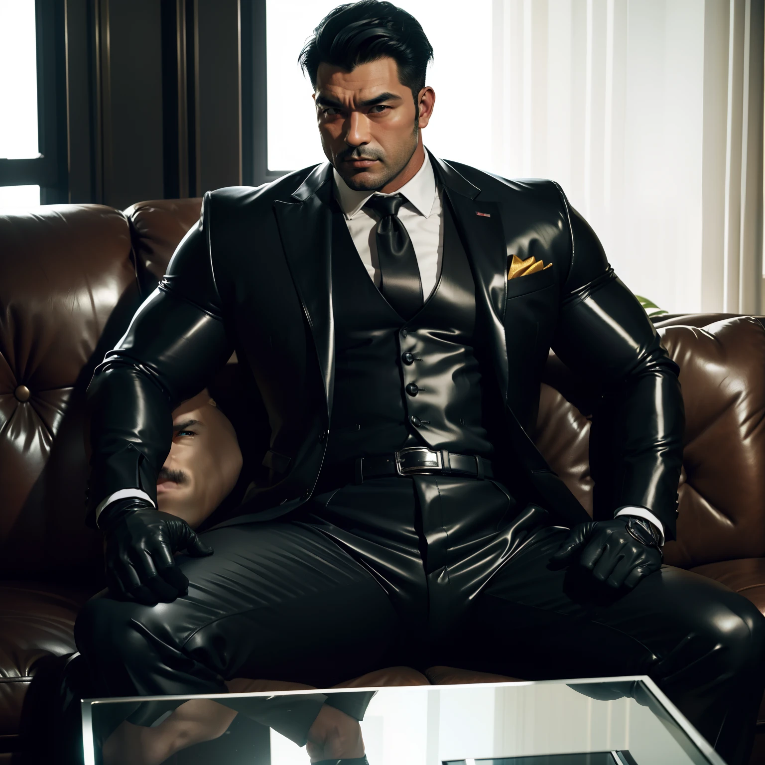 30 years old,daddy,"shiny suit ",Dad sat on sofa,k hd,in the office,"big muscle", gay ,black hair,asia face,masculine,strong man,the boss is,handsome,sex,leather gloves,lecherous dad,look straight ahead,"dad is handsome", ,"gay dad","handsome"