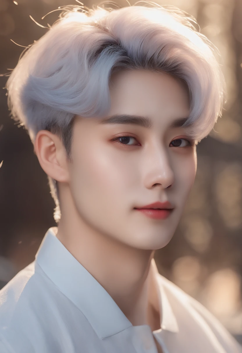 8K、The ultra-detailliert、Physically Based Rendering、18year old、Japan Man、a baby face、1 boy、Small room、blue hairs、natta、flawless skin、A sexy、happy facial expression、Soft light、best qualtiy、Hairstyle like short hair、Transparent 99%、sexy smiling