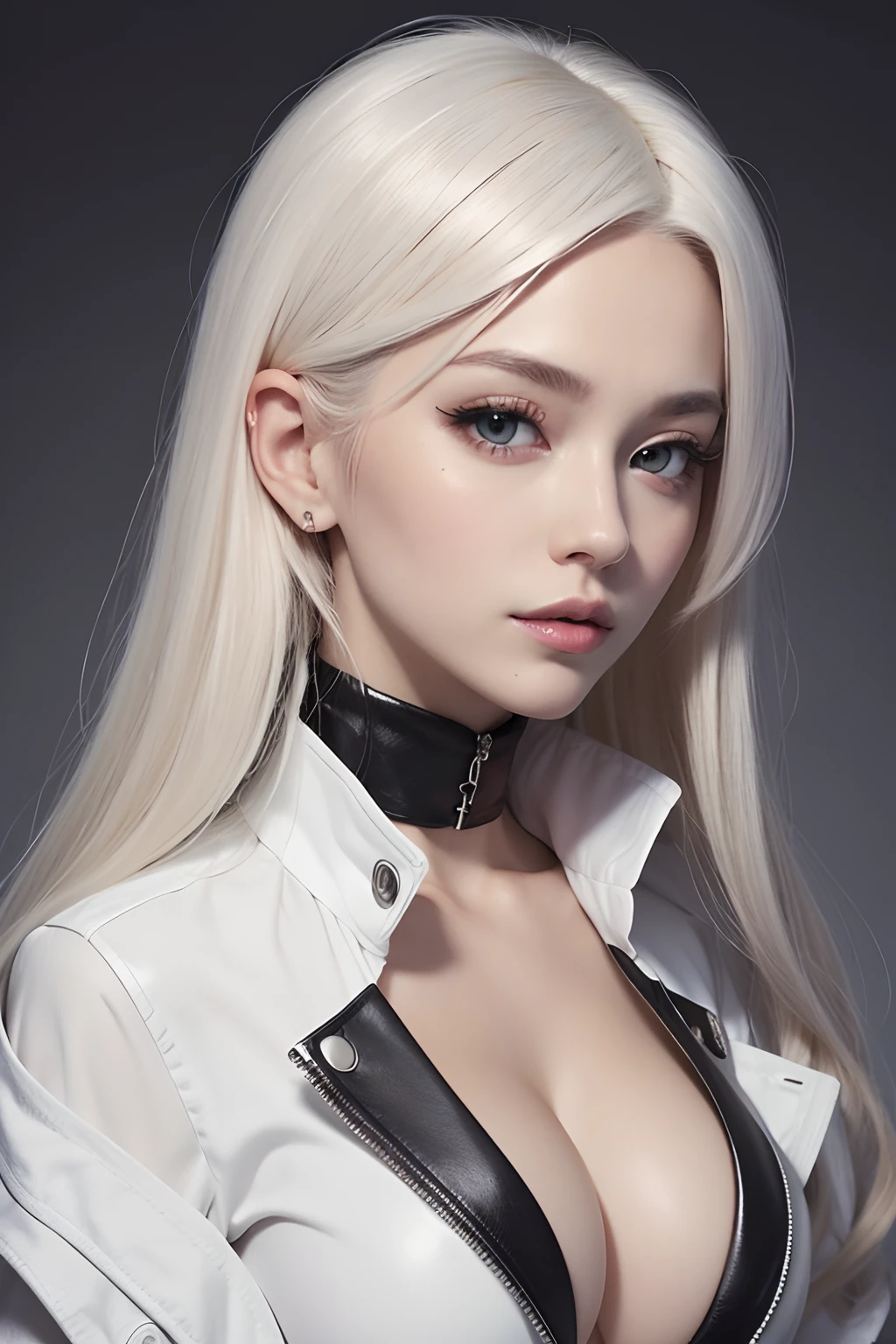 Change hair to platinum blonde, show cleavage