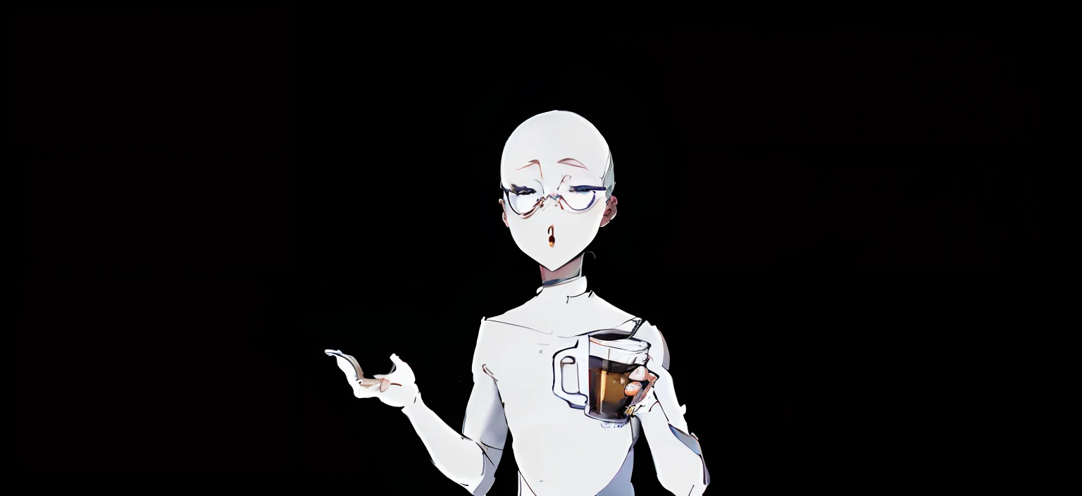 anime character with a cup of coffee in hand, Chef Saitama One Punch Man, como um personagem de anime, Retrato de Saitama, Saitama bonito, personagem de anime, alcheinSlim young stat, Dstandscord PFP, Saitama, stands ((drinking a cup of tea)), Arte Oficial, retrato de meio corpo, An alien drinking horchata, por Ei-Q