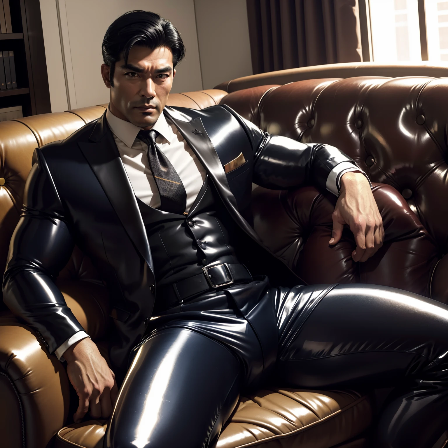 30 years old,daddy,"shiny suit ",Dad sat on sofa,k hd,in the office,"big muscle", gay ,black hair,asia face,masculine,strong man,the boss is,handsome,sex,leather gloves,lecherous dad,look straight ahead,"dad is handsome","gay dad","handsome"