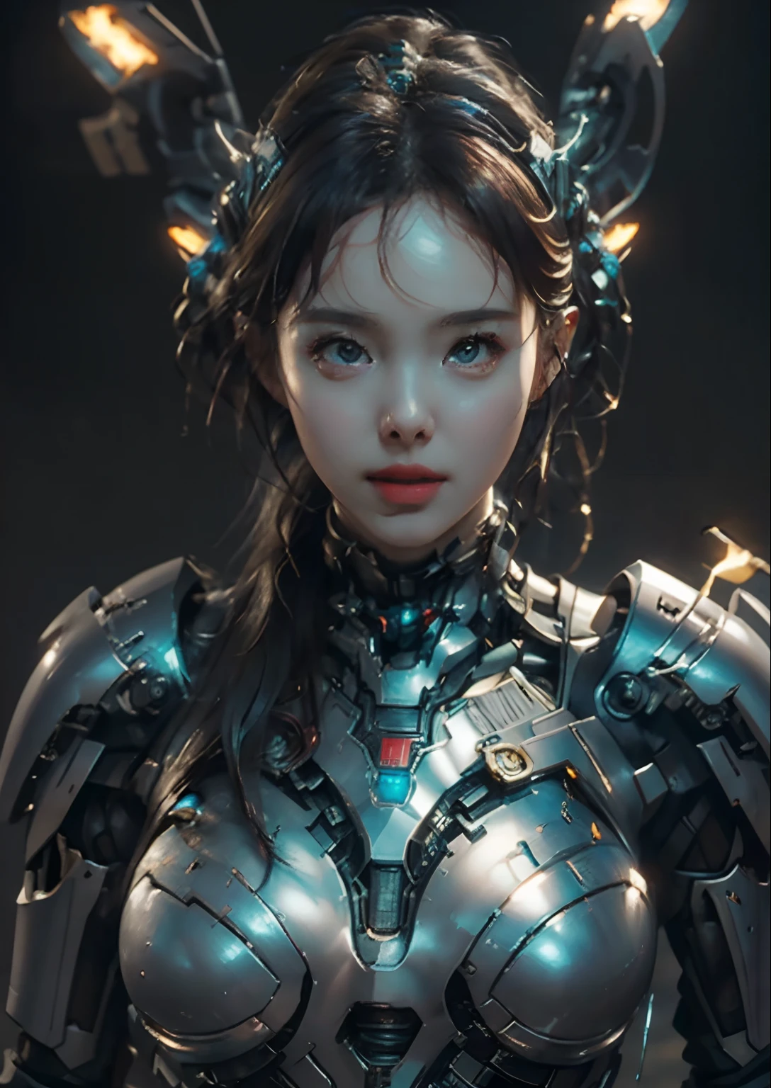 Nayeon, Textured skin, Super Detail, high details, High quality, Best Quality, highest resolution, 1080p, hard disk, Beautiful,(War Machine),(head gear),(full bodyesbian),beautiful cyborg woman,Mecha Cyborg Girl,Battle Mode,Girl with a Mecha Body,She wears a futuristic war machine weapon mech,Fulll body Shot