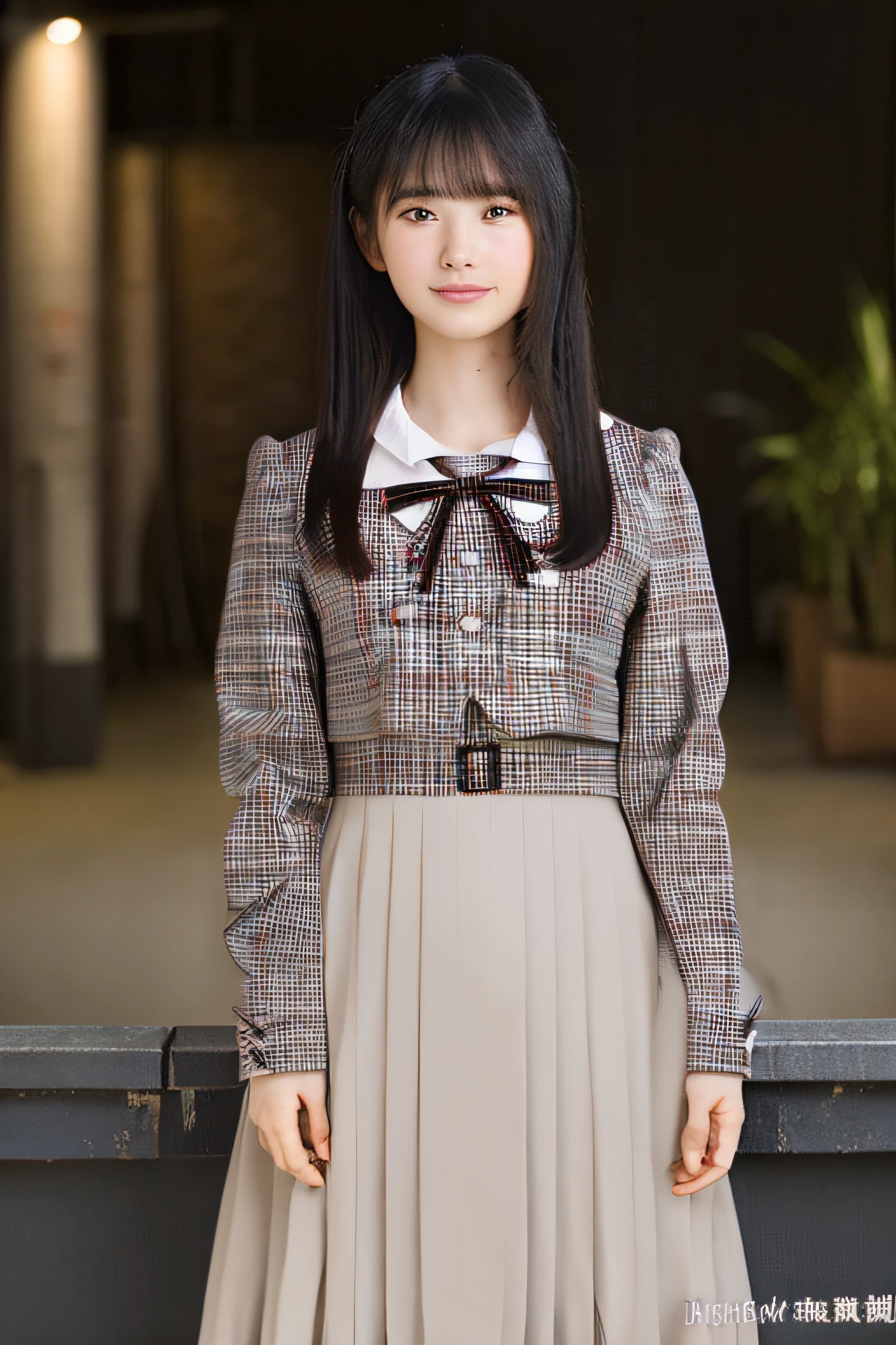 (masutepiece, Best Quality:1.2), 8K, 15yo student, 85 mm, Official art, Raw photo, absurderes, White dress shirts, Pretty Face, close up, Upper body, violaceaess, gardeniass, Beautiful Girl, School uniform, (Navy pleated skirt:1.1), Cinch West, thighs thighs thighs thighs, Short sleeve, on train, Sit on a bench seat, Looking at Viewer, No makeup, (Smile:0.4), Film grain, chromatic abberation, Sharp Focus, face lights, clear lighting, Teen, Detailed face, Bokeh background, (dark red necktie:1.1)、Korean Idol、Nogizaka Idol、hposing Gravure Idol、Adults、女優、cute little、