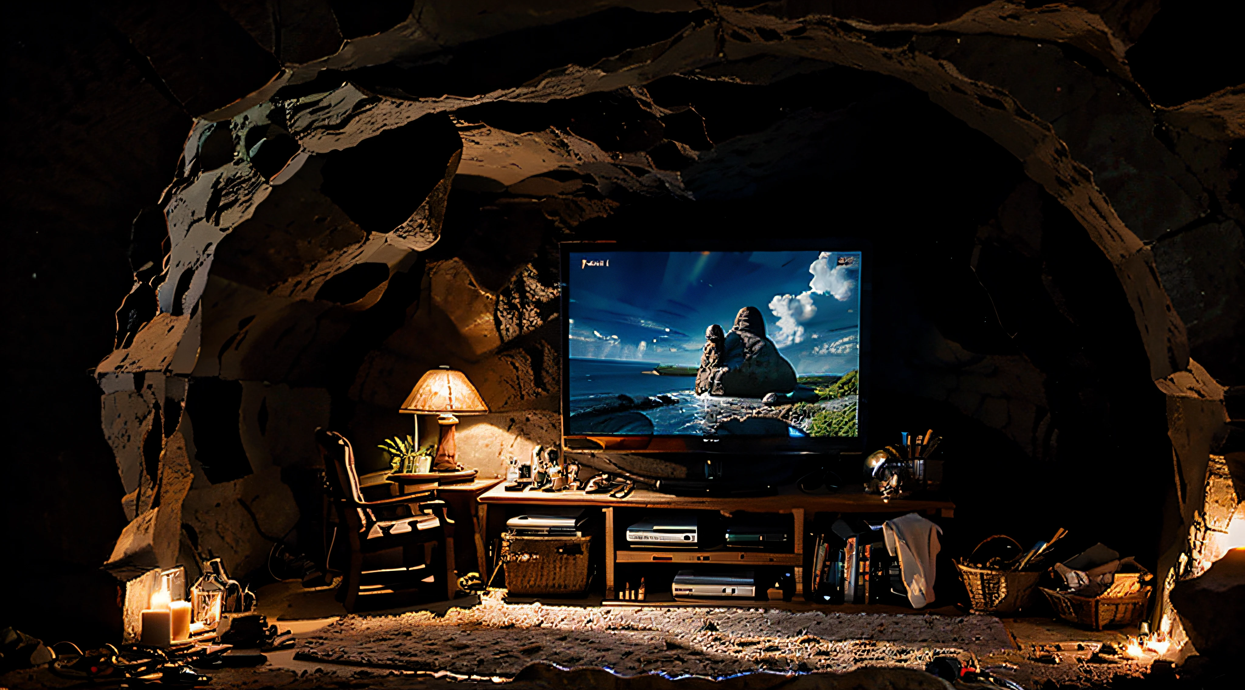 Make a hermit in your cave facing a TV on the cave wall