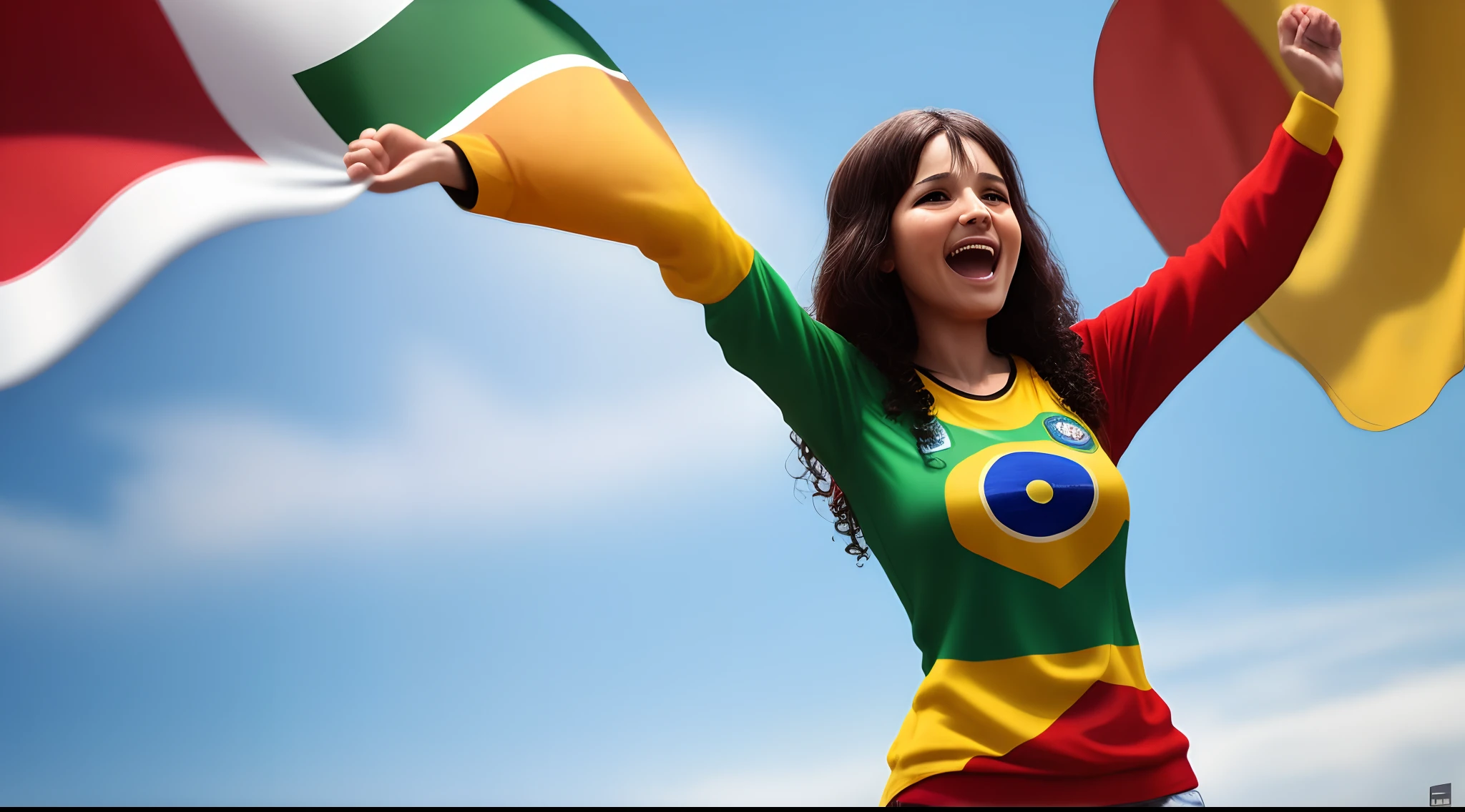 create an image with Brazilian people applauding the name "Public Servant" on a Brazilian flag