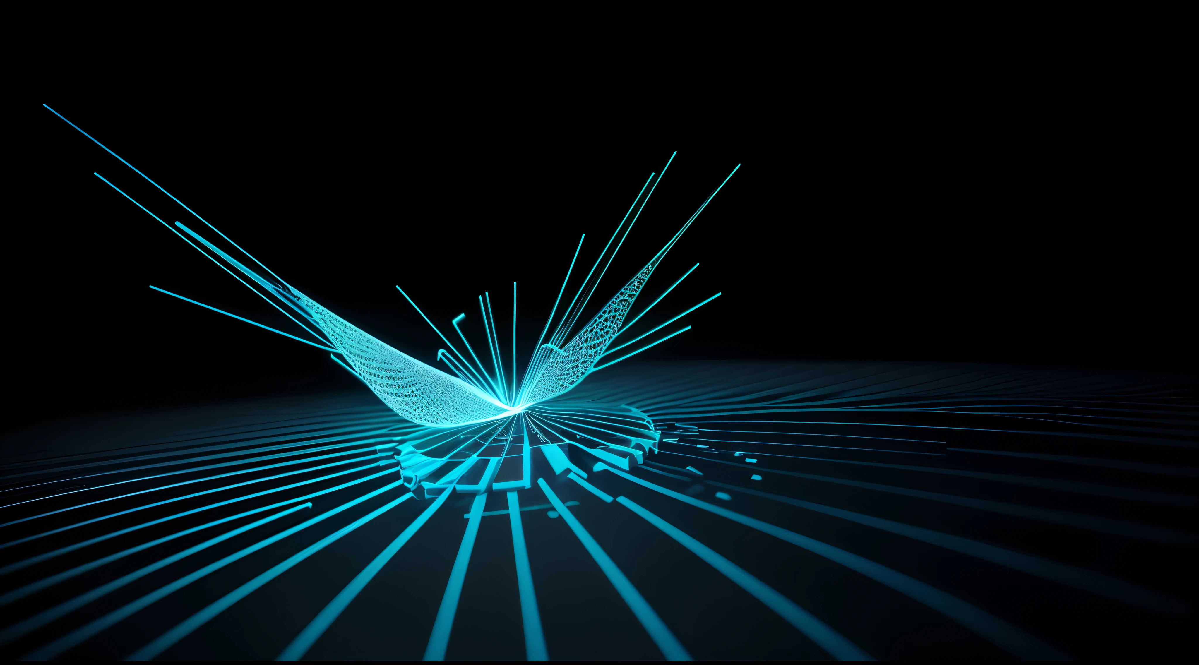 A close up of a blue light that is shining on a black background ...