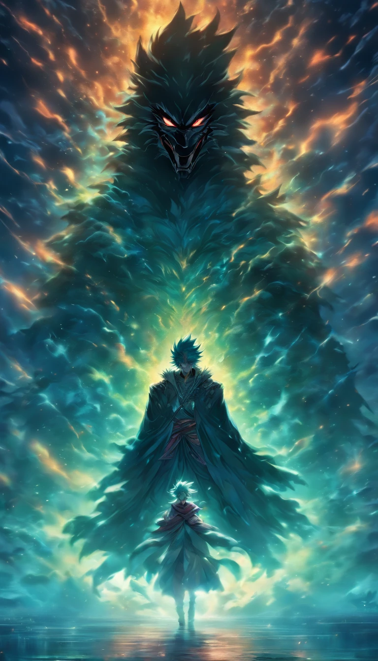 A man standing in a dark room, Two Women Emerging from the Mist, les yeux vitreux et le regard de loup, rushing towards the man with hostility, ,32K, Best quality, Masterpiece, super detail, High Details by Jidaimono Anime Style