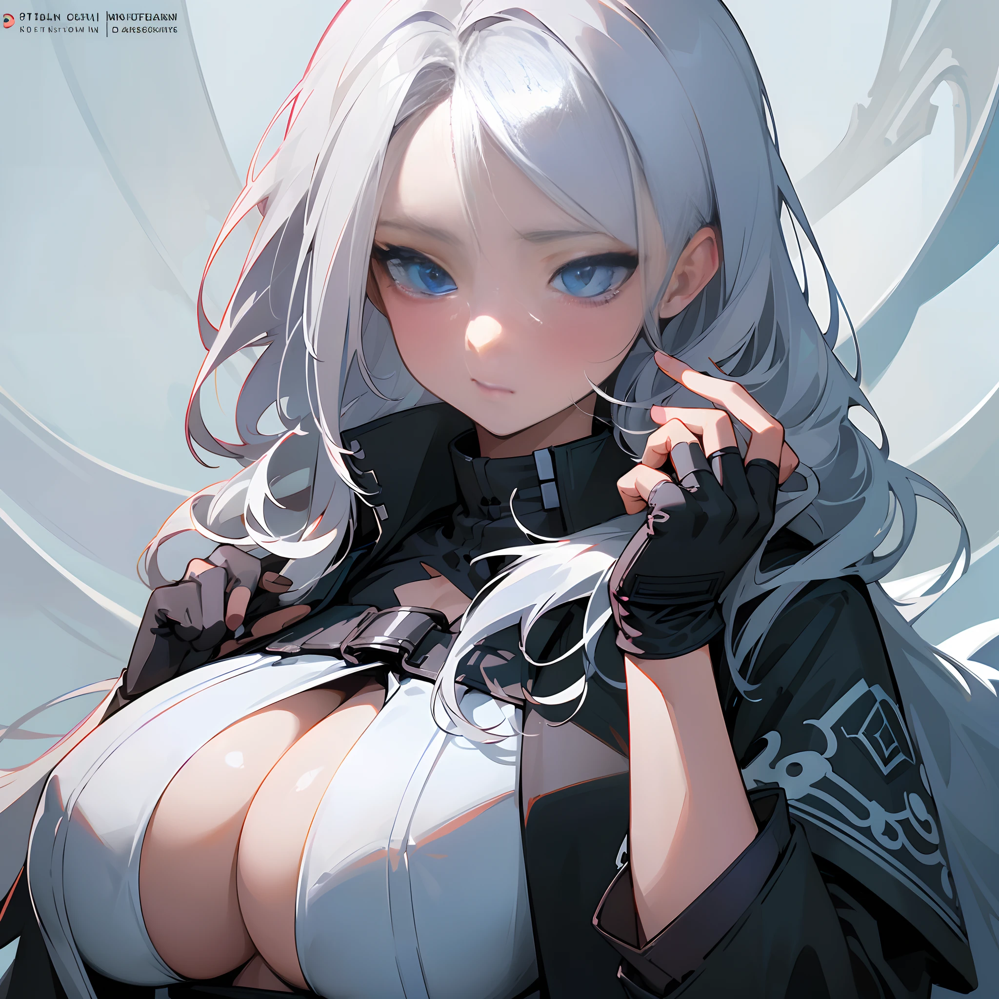 ((masterpiece)), (top quality), (best quality), (((ultra-detailed, 8k quality))),(large masterpiece digital art), ((Hyperdetailed eyes)), (detailed line art), ((perfect anatomy)), extremely detailed body, extremely detailed finger, ((best hands)), perfect face, beautiful face, (blush), expressive eyes, extremely detailed eyes, ((expressive eyes)), ((huge boobs)), (blue eyes), ((long slicked back hair)), (white hair), ((long oversized black coat)), (coat covering breasts), ((boob cleavage)), ((fingerless black gloves)), (snow)