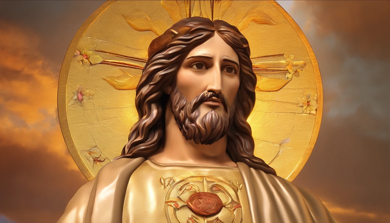 O rosto do Jesus Cristo de frente para o rosto de Satanas ((imagem epica)), ((alta qualidade))