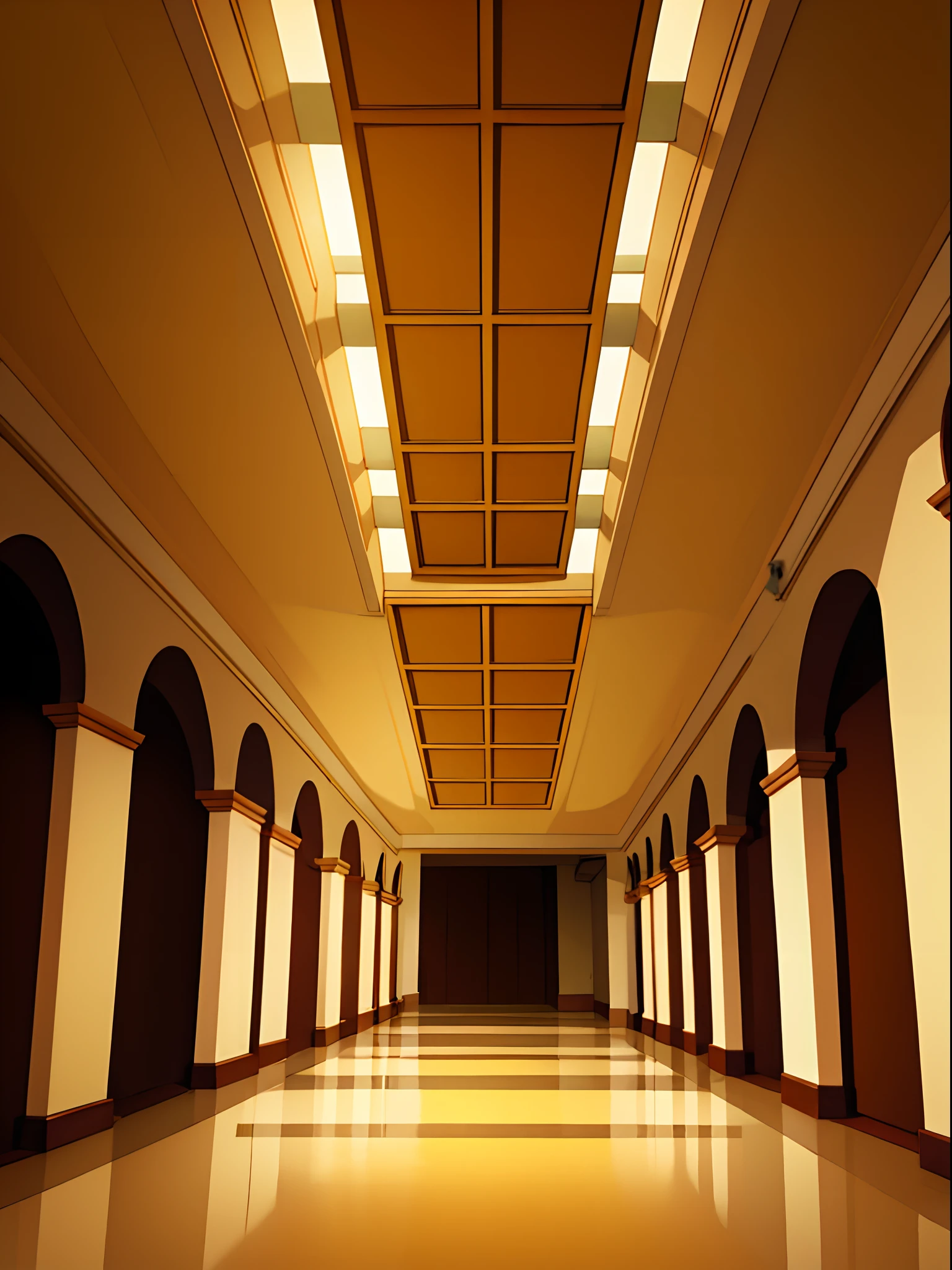 ceilin of an empty hallway, ceiling